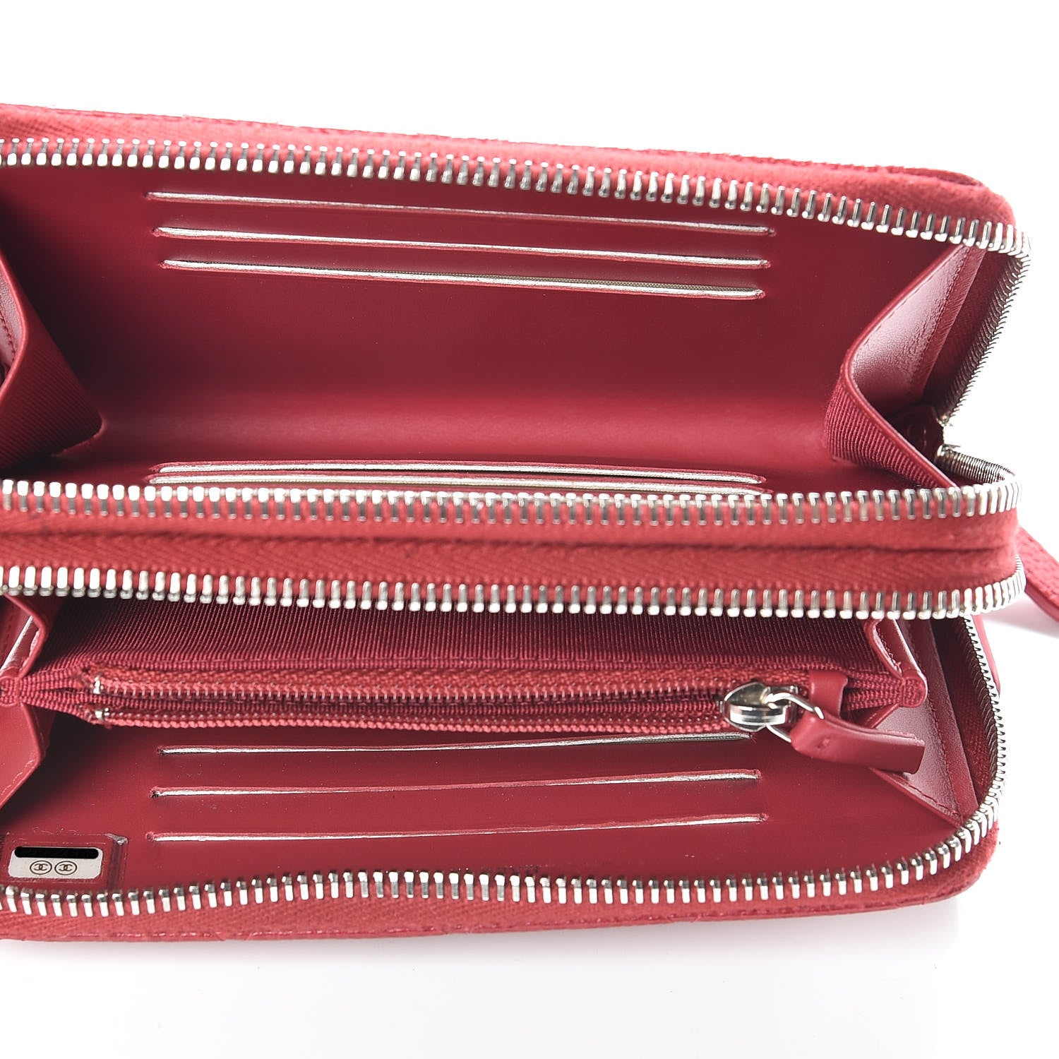 Chanel Caviar Quilted Large Gusset Double Zip Around Wallet Red 5 of 13