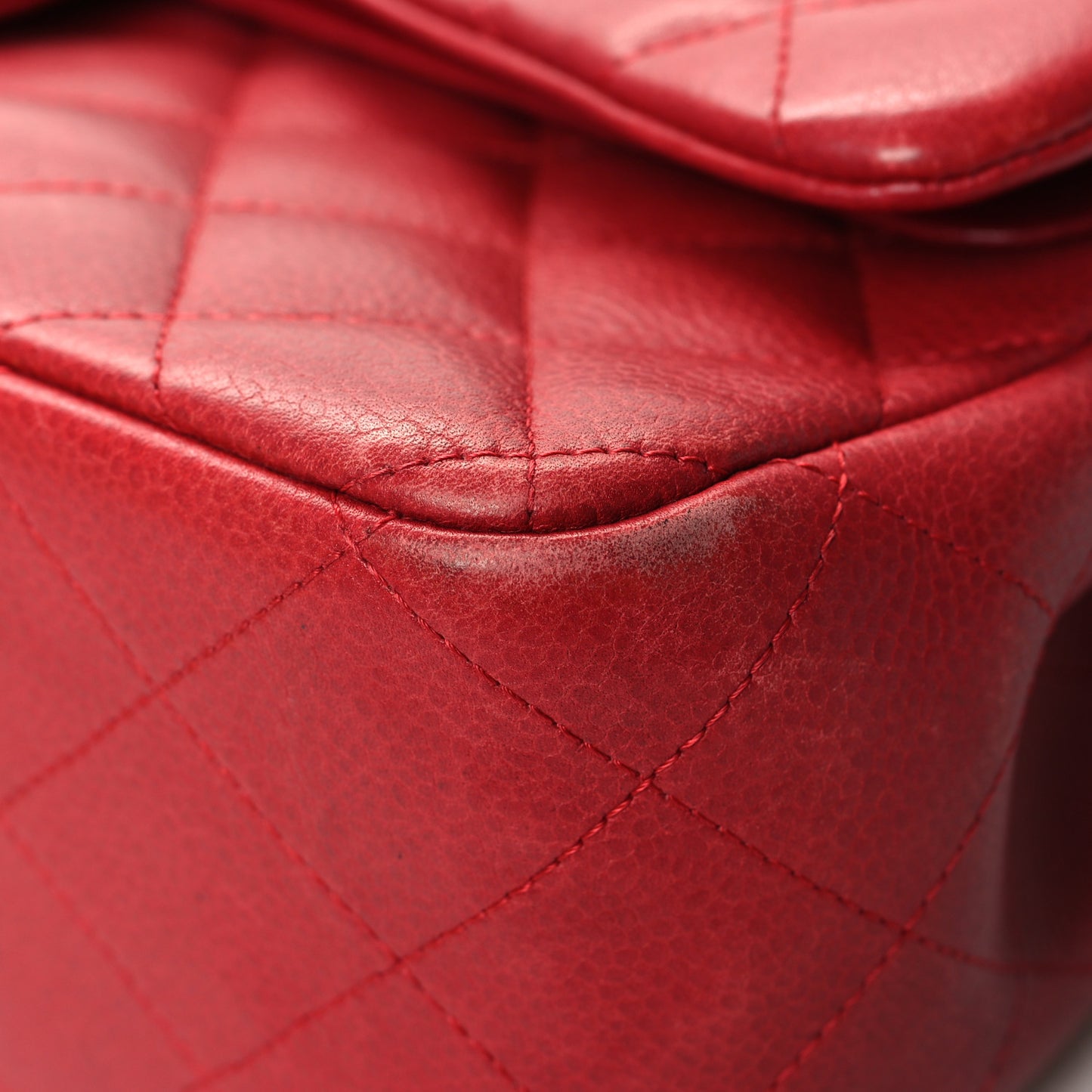 Caviar Quilted Jumbo Double Flap Red