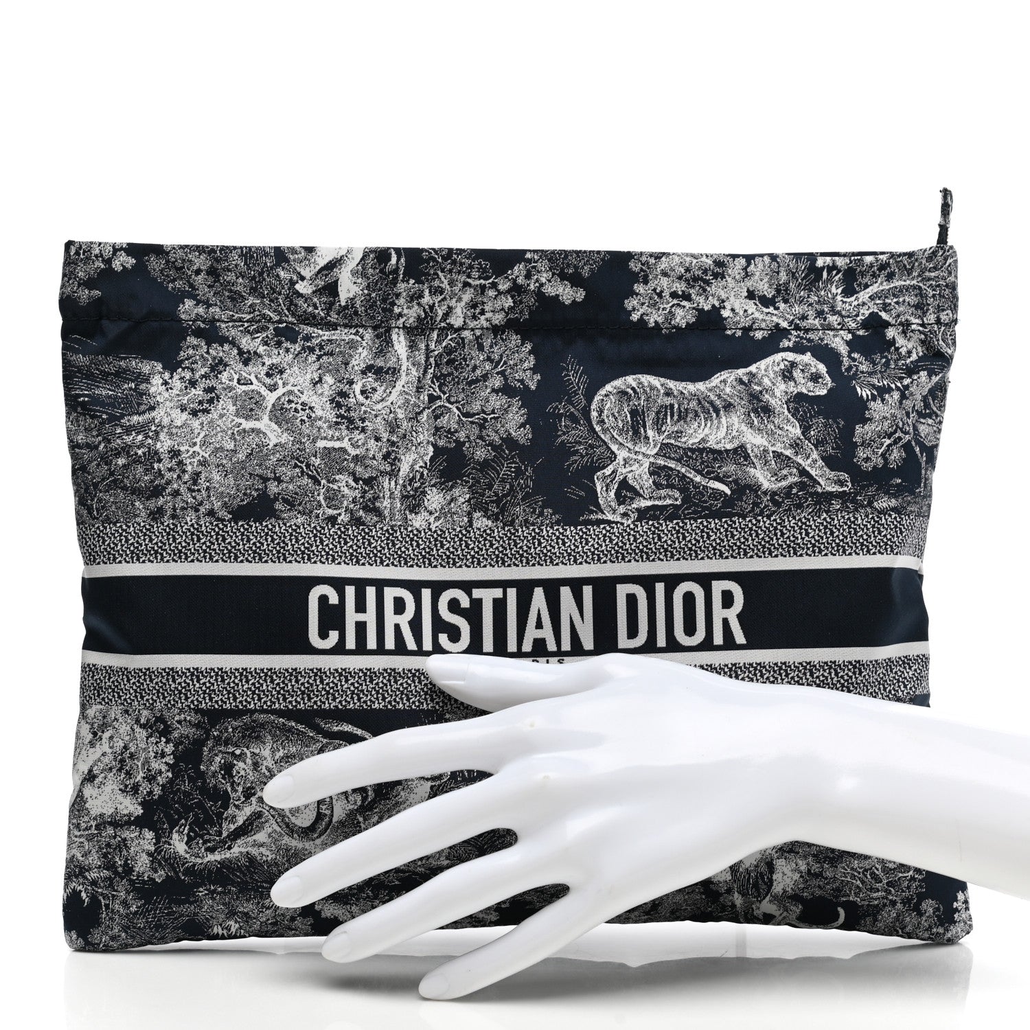 Christian Dior Embroidered Toile De Jouy Diortravel Zipped Pouch Blue 2 of 7