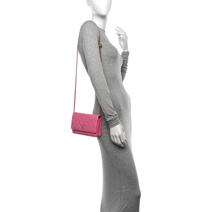 Chanel Lambskin Quilted CC Pearl Crush Wallet on Chain WOC Pink 2 of 12