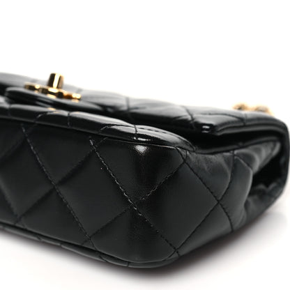 Chanel Shiny Lambskin Quilted Golden Links Top Handle Flap Black 10 of 11