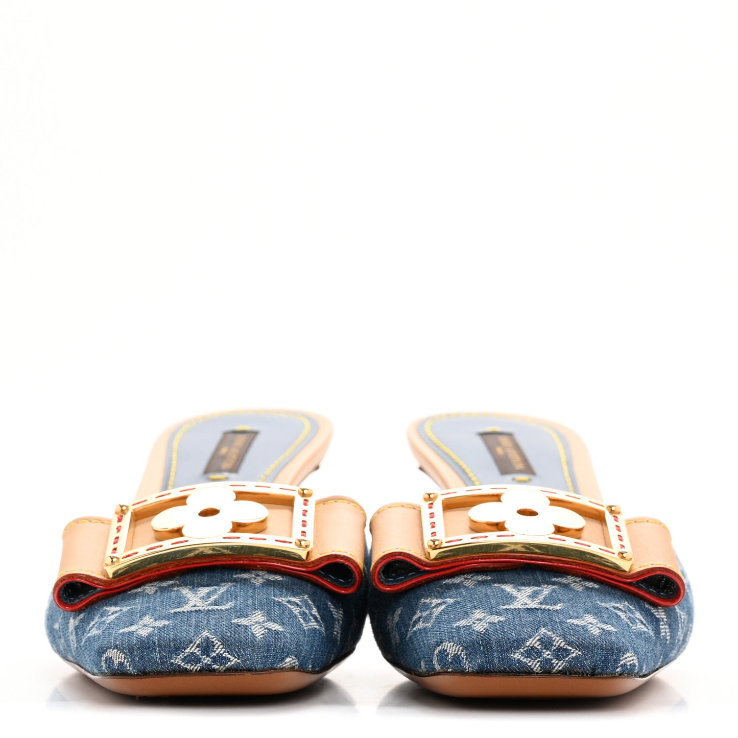 Denim Monogram Ginger Mules Natural
