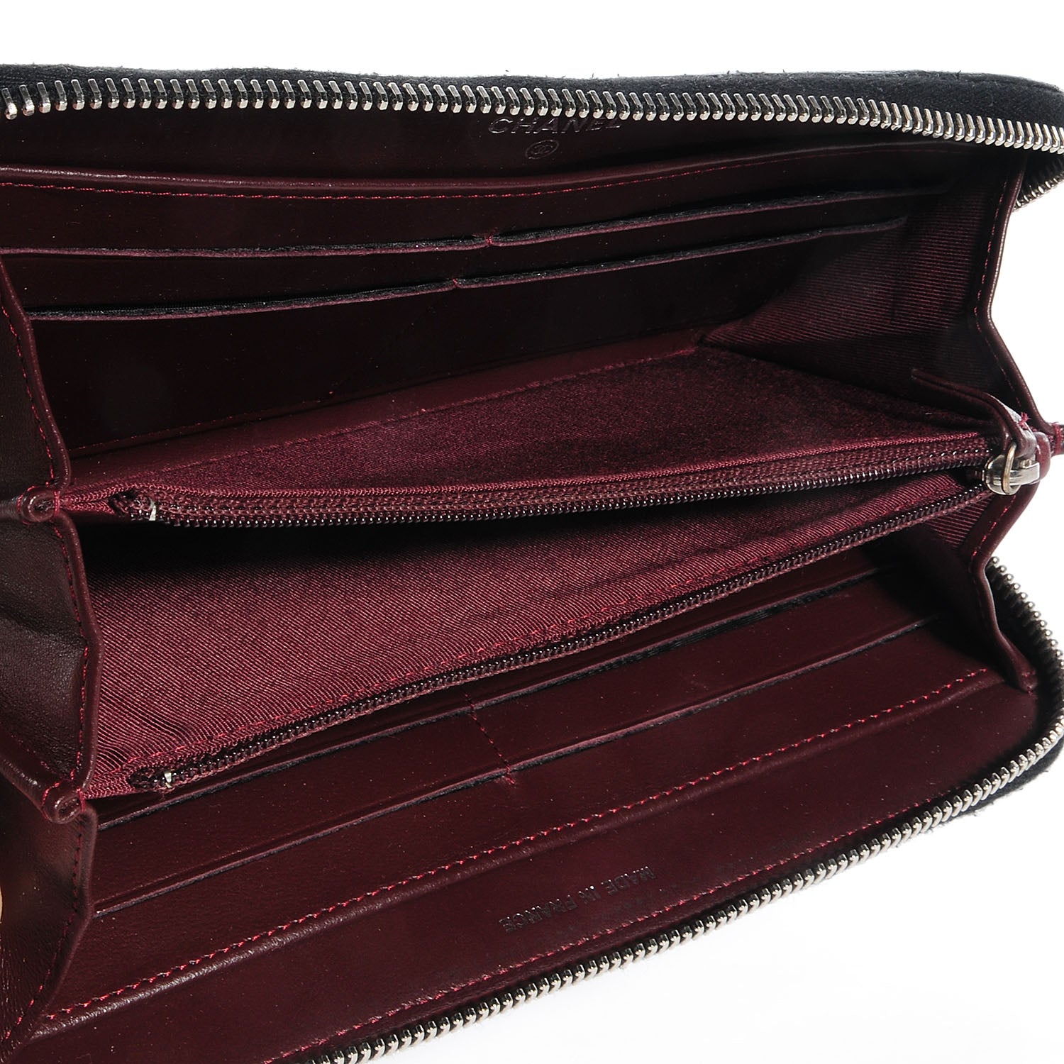 Chanel Lambskin Quilted Large Zip Around Wallet Black 5 of 8