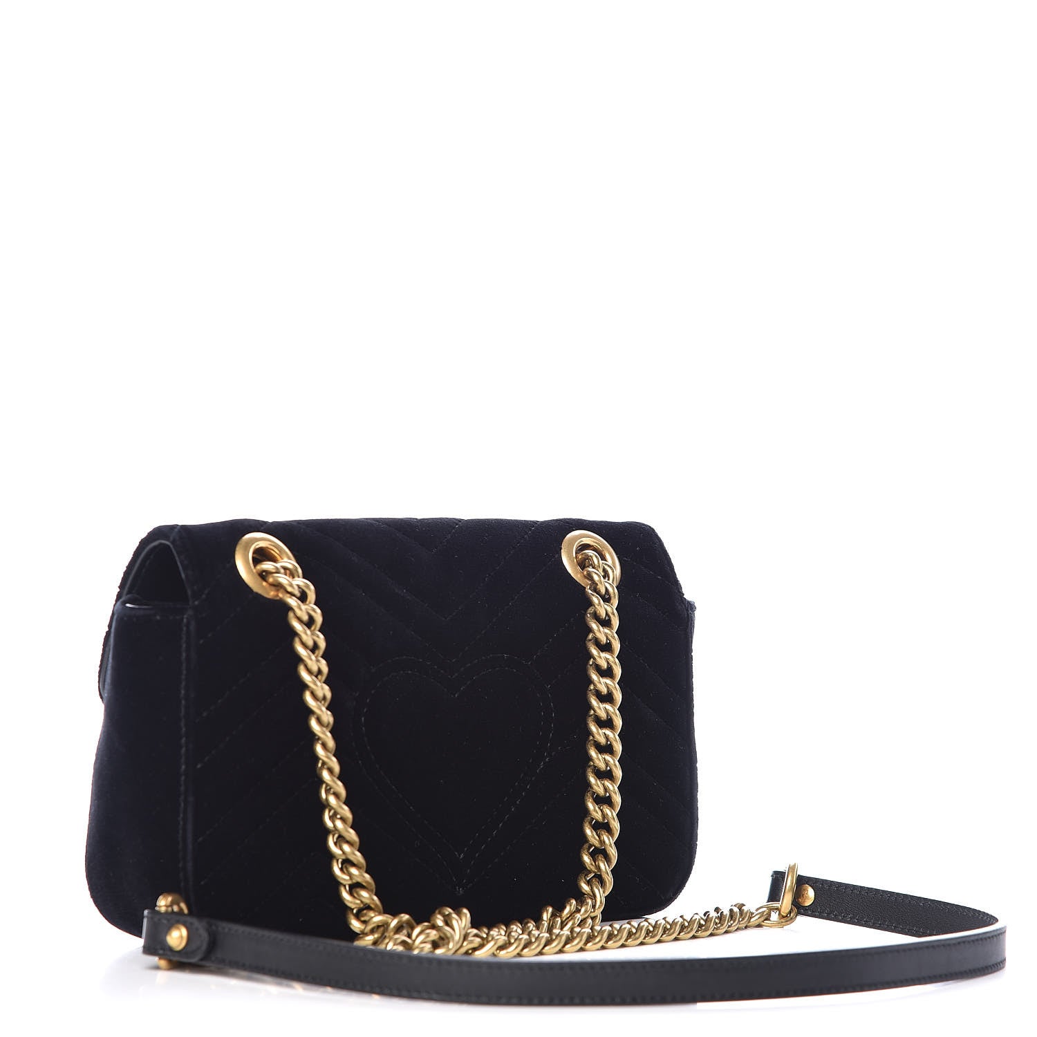 Gucci Velvet Matelasse Mini GG Marmont Shoulder Bag Black 3 of 9