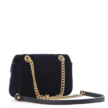 Gucci Velvet Matelasse Mini GG Marmont Shoulder Bag Black 3 of 9