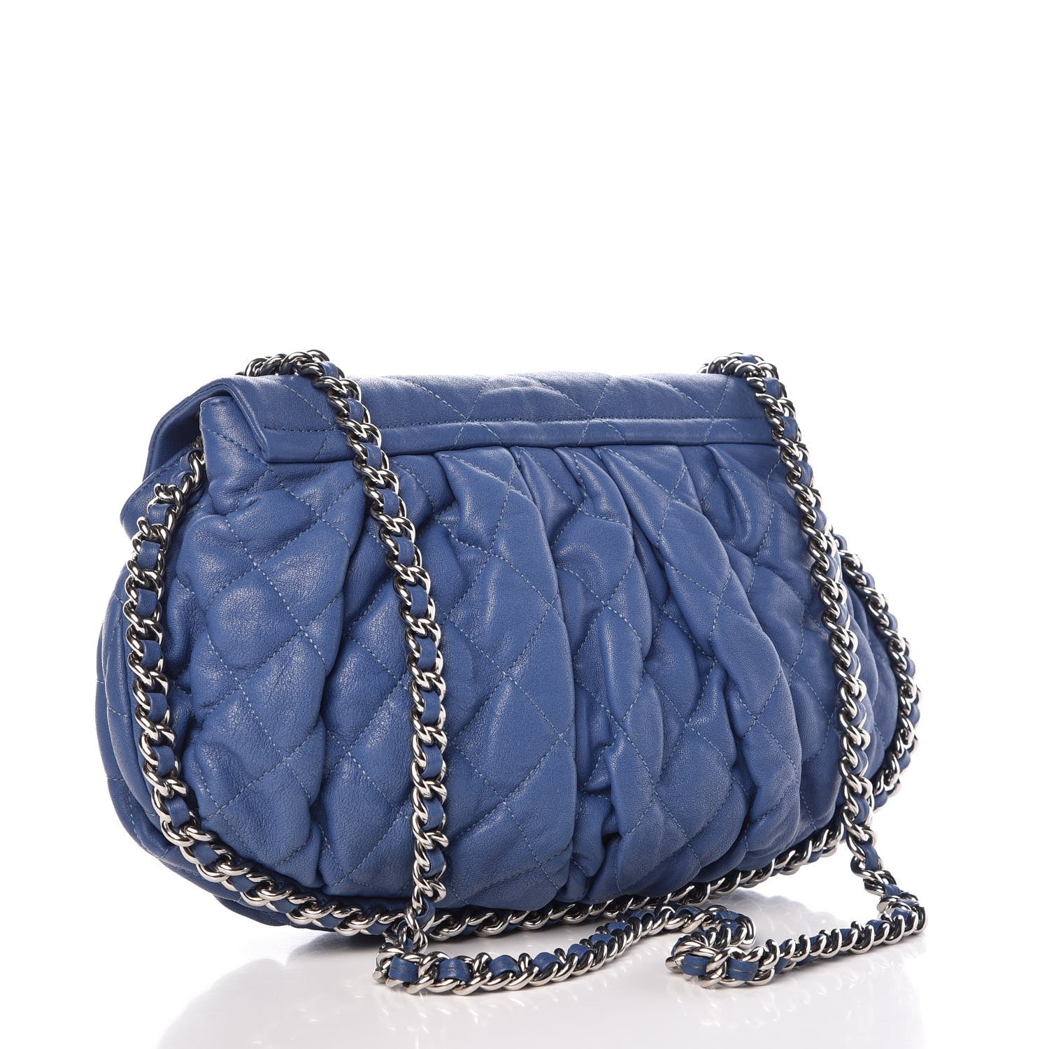 Chanel Washed Lambskin Quilted Medium Chain Around Messenger Blue 3 of 7