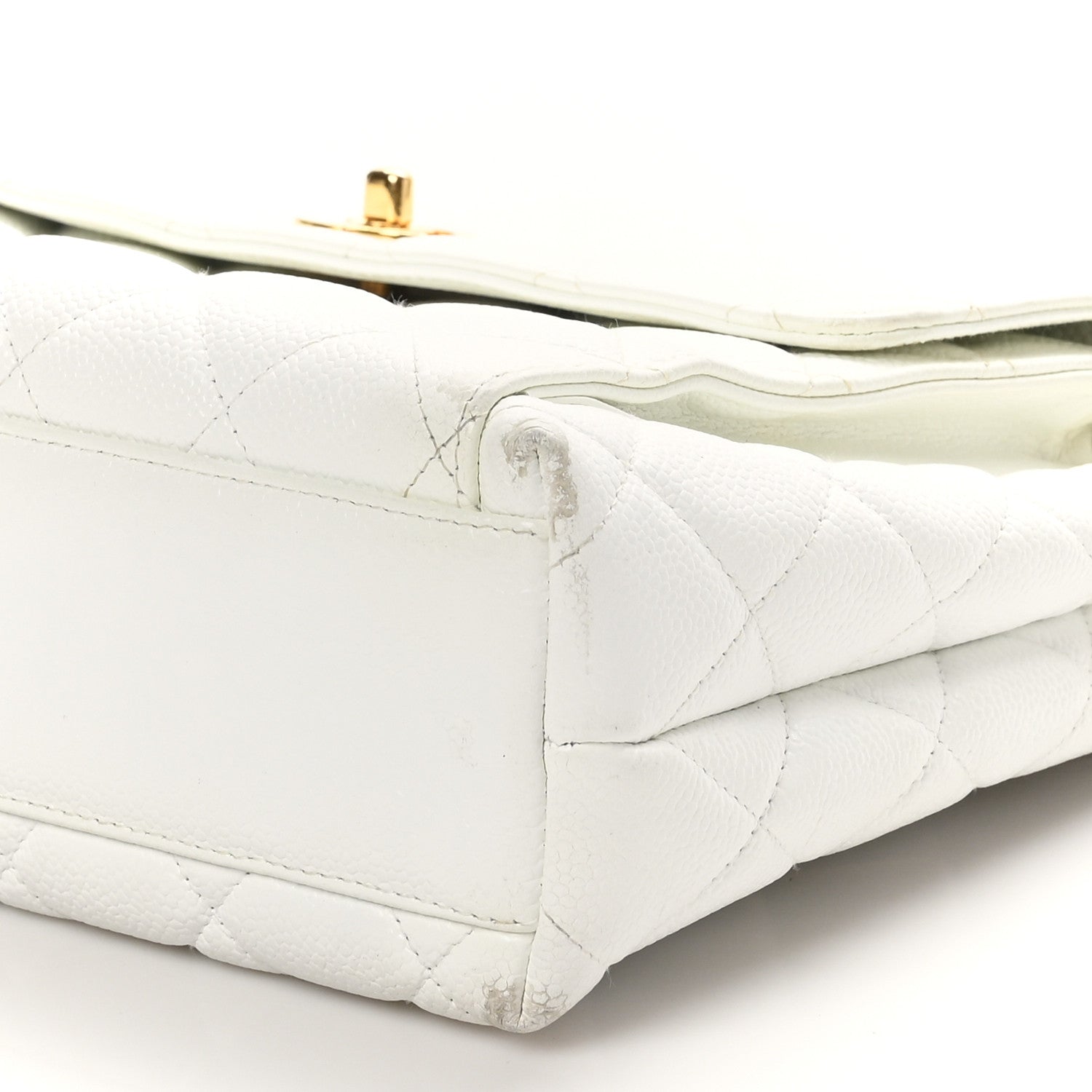 Chanel Caviar CC Shoulder Bag White 11 of 12