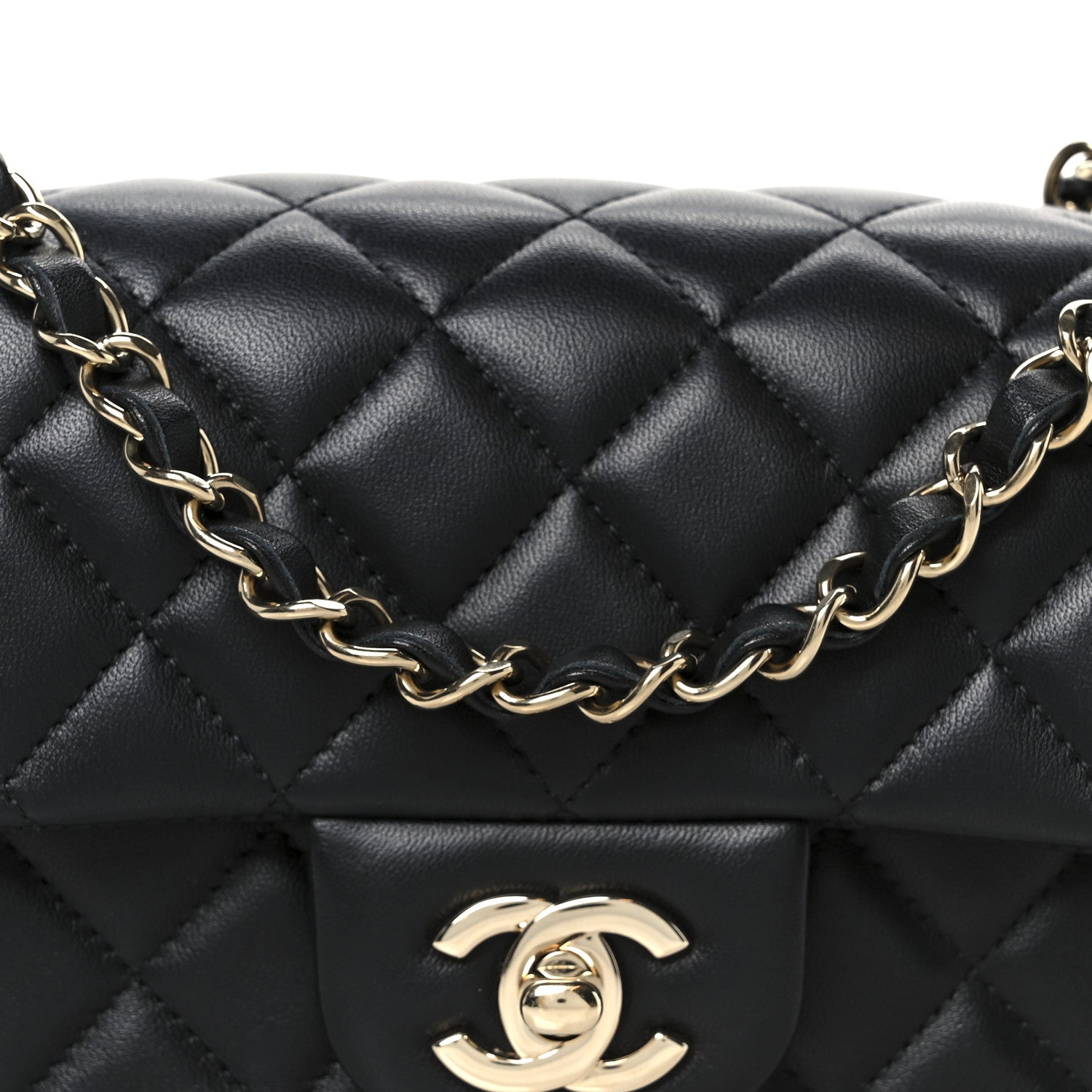 Chanel Lambskin Quilted Mini Rectangular Flap Black 9 of 11