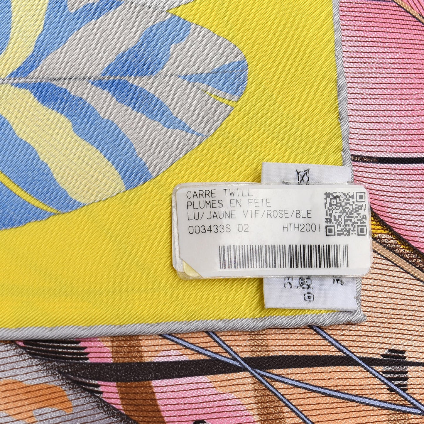 Silk Plumes En Fete Scarf 90 Jaune Vif Rose Bleu