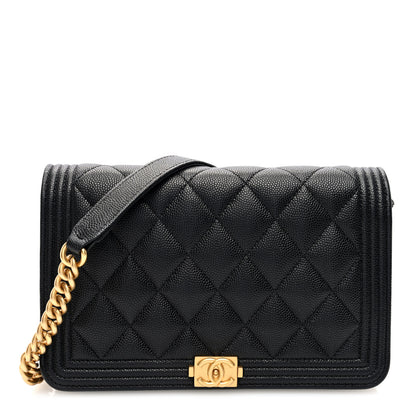 Chanel Caviar Quilted Boy Wallet On Chain WOC Black 1 of 10