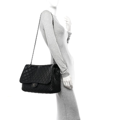 Chanel Grained Calfskin Quilted Small XXL Travel Flap Bag Black 2 of 11