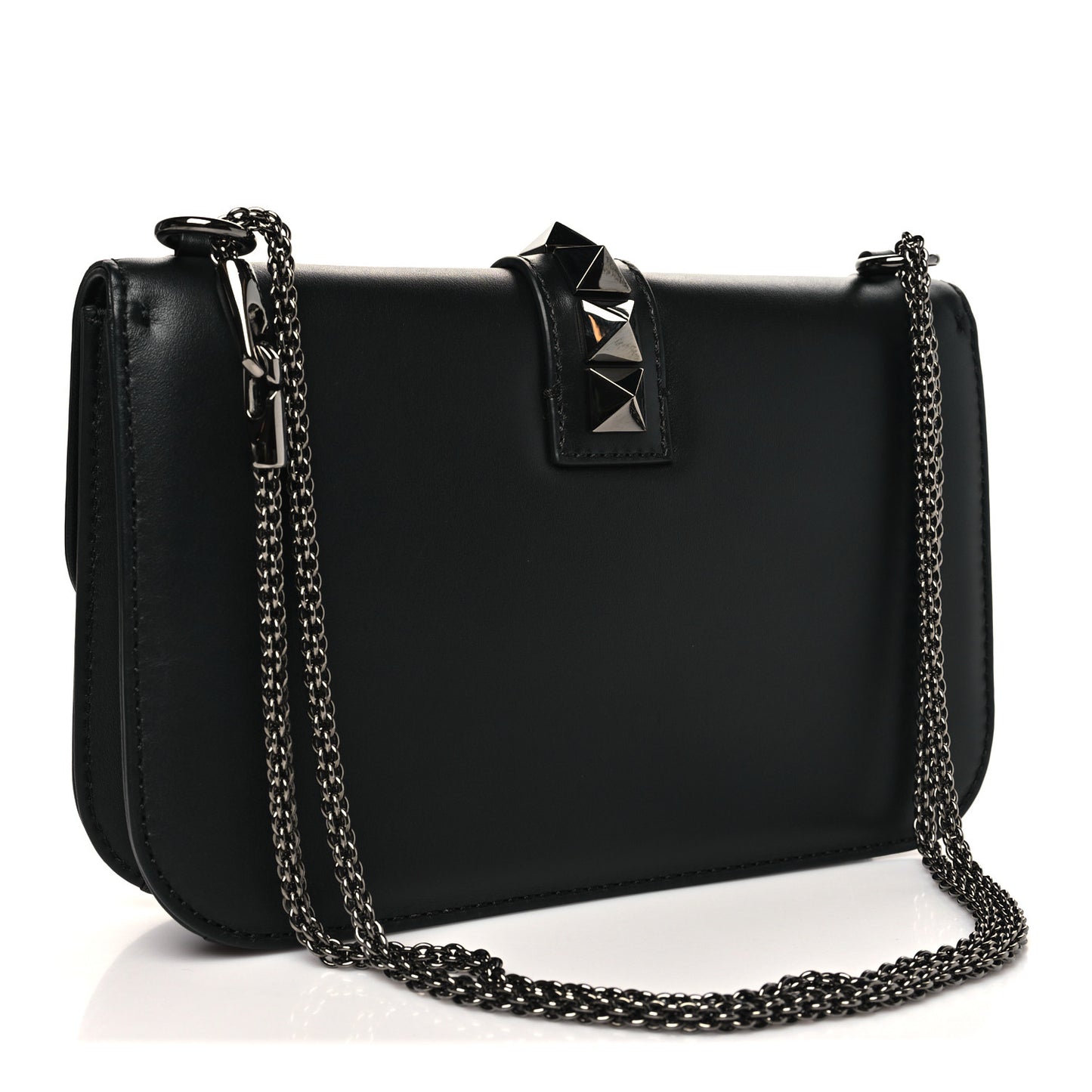 Vitello Medium Glam Lock Rockstud Flap Black
