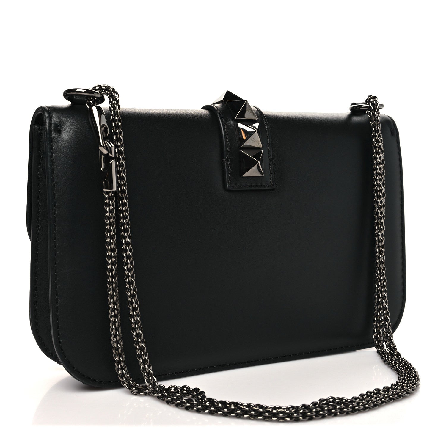Valentino Garavani Vitello Medium Glam Lock Rockstud Flap Black 3 of 9