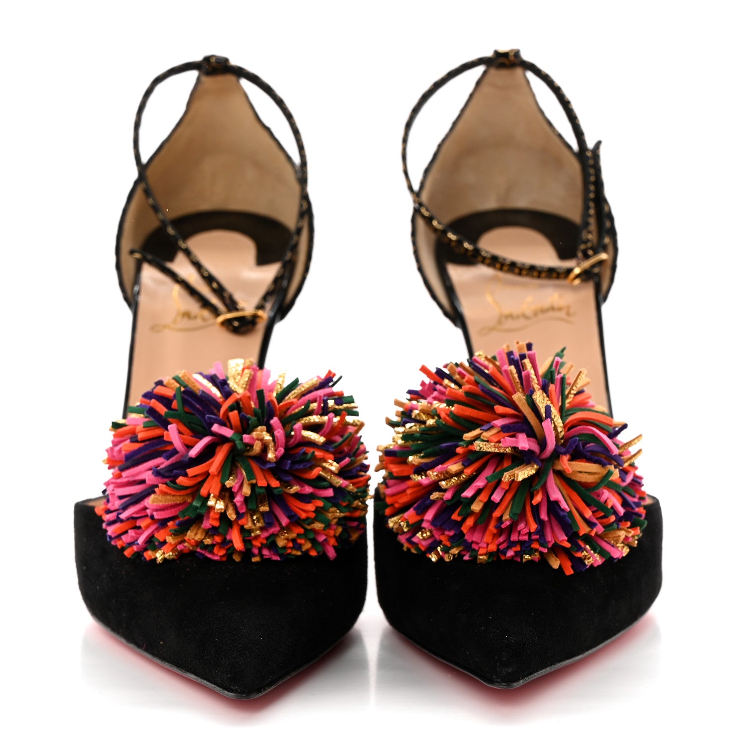Christian Louboutin Veau Velours Tsarou 100 Pumps 38.5 Black Multicolor 2 of 13