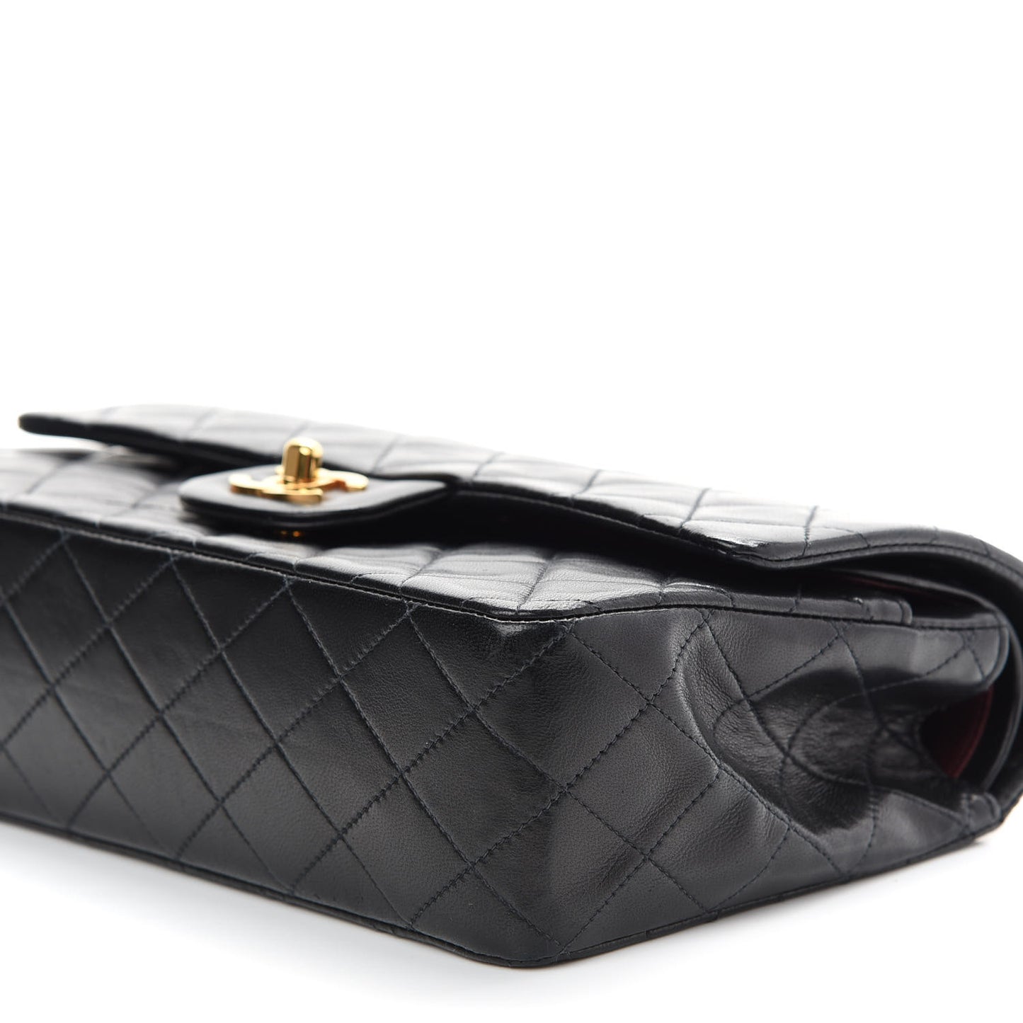 Lambskin Quilted Medium Double Flap Black
