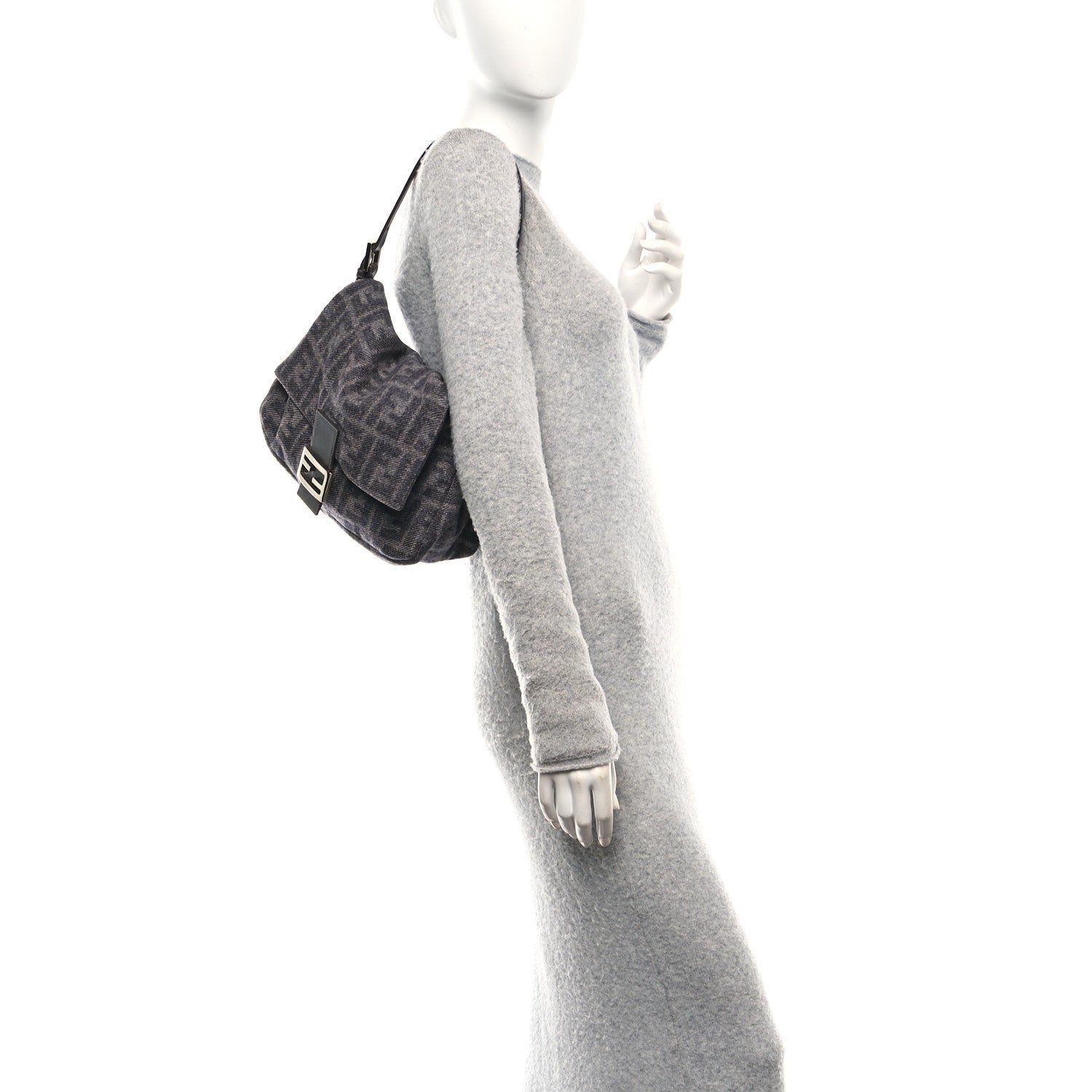 Fendi Wool Zucca Mama Baguette Grey 2 of 10