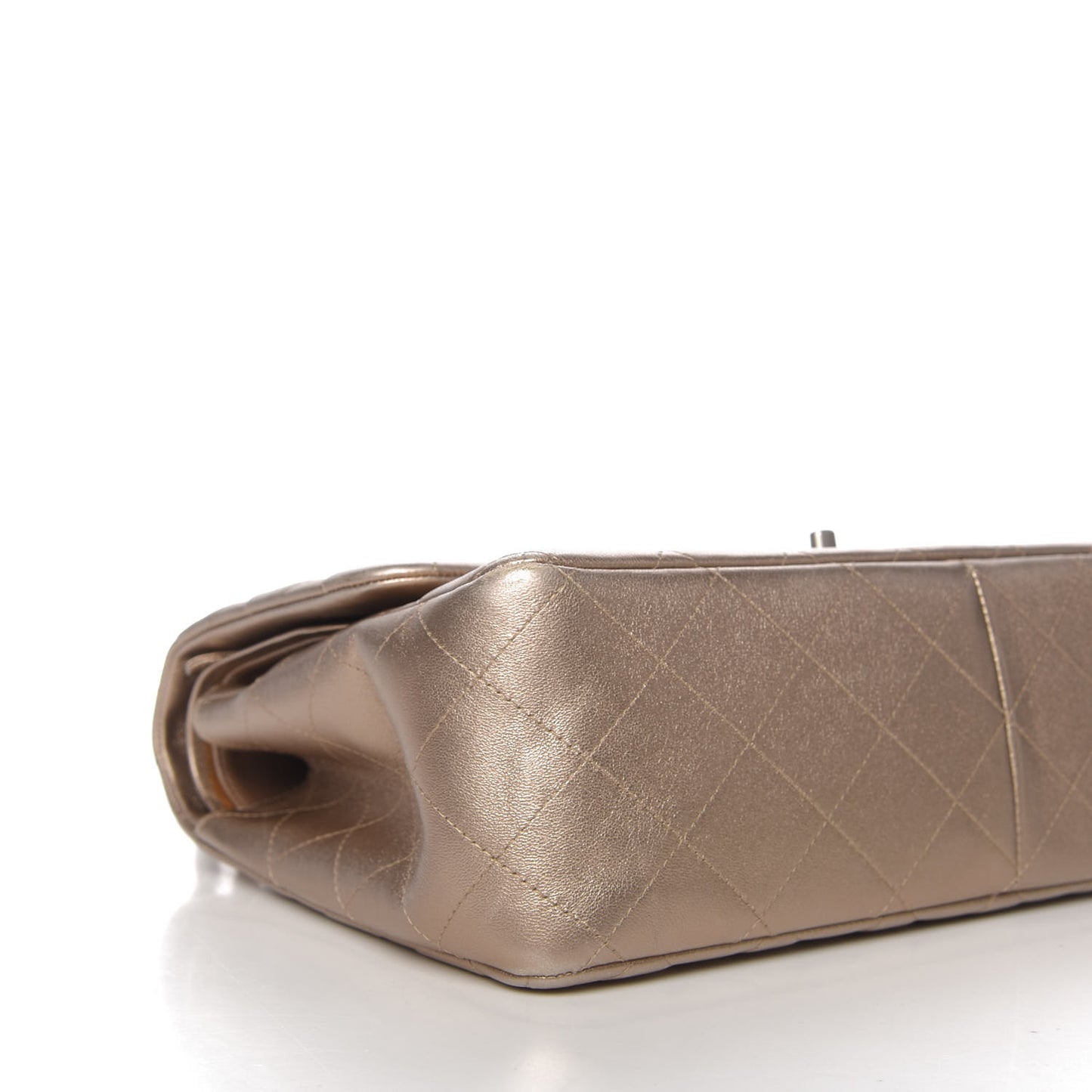 Metallic Lambskin Quilted Jumbo Double Flap Bronze