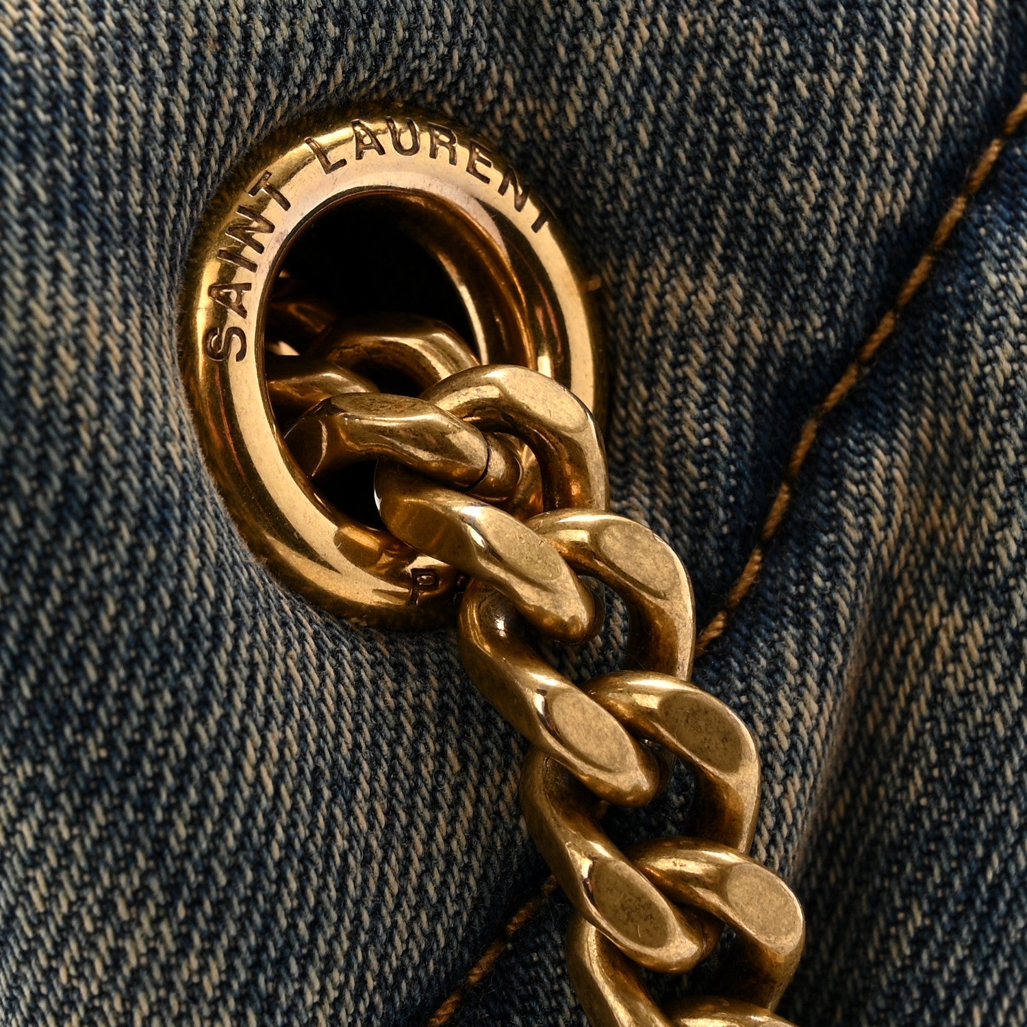 Saint Laurent Denim Quilted Small Loulou Puffer Monogram Chain Satchel Blue Cinnamon 14 of 14