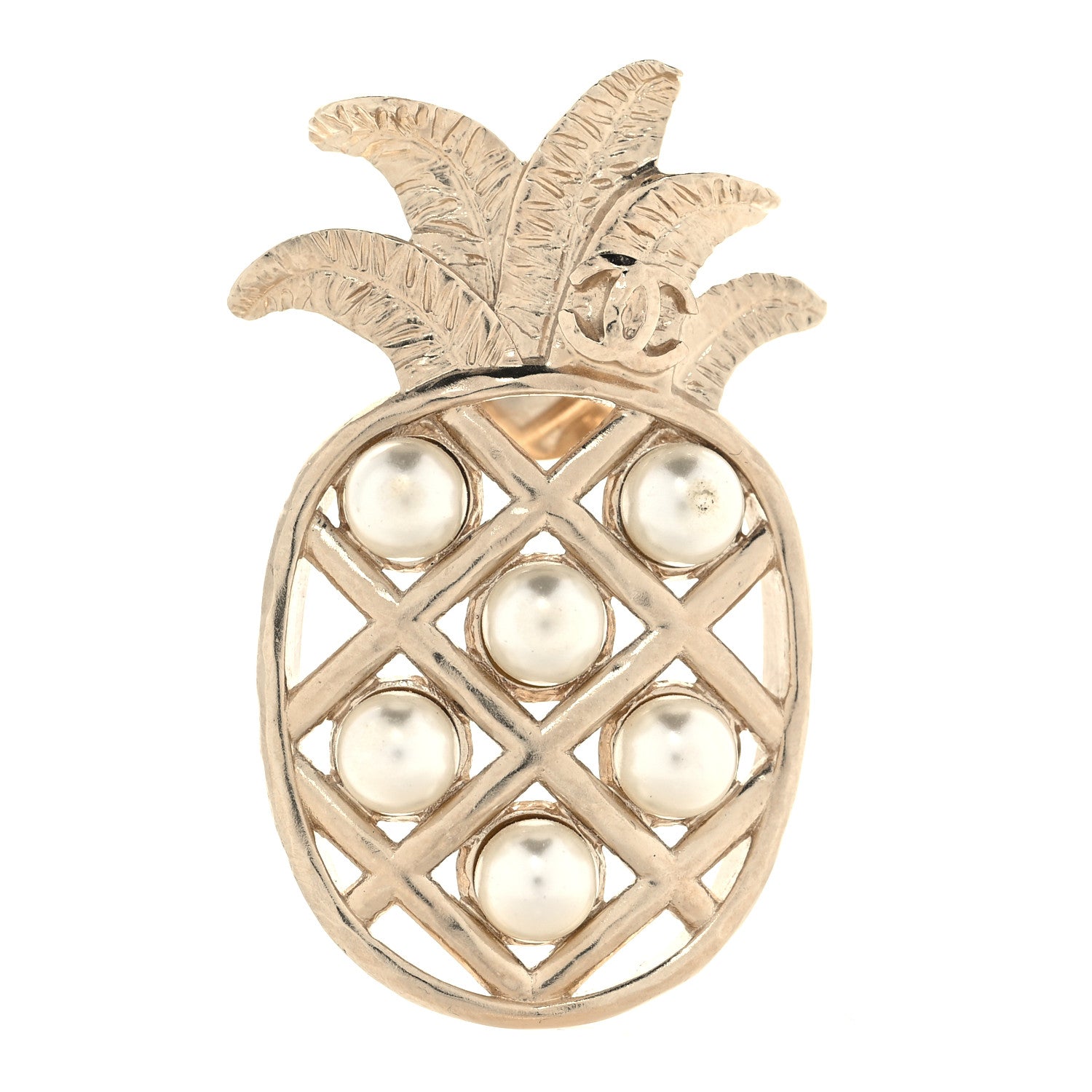 Chanel Pearl Pineapple Brooch Gold 1 of 5