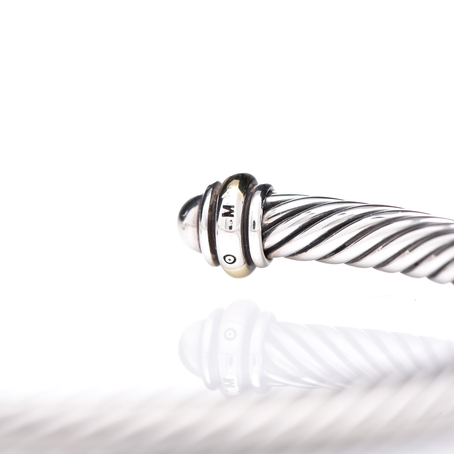 David Yurman Sterling Silver 18K Yellow Gold 4mm Cable Classics Bracelet 5 of 5