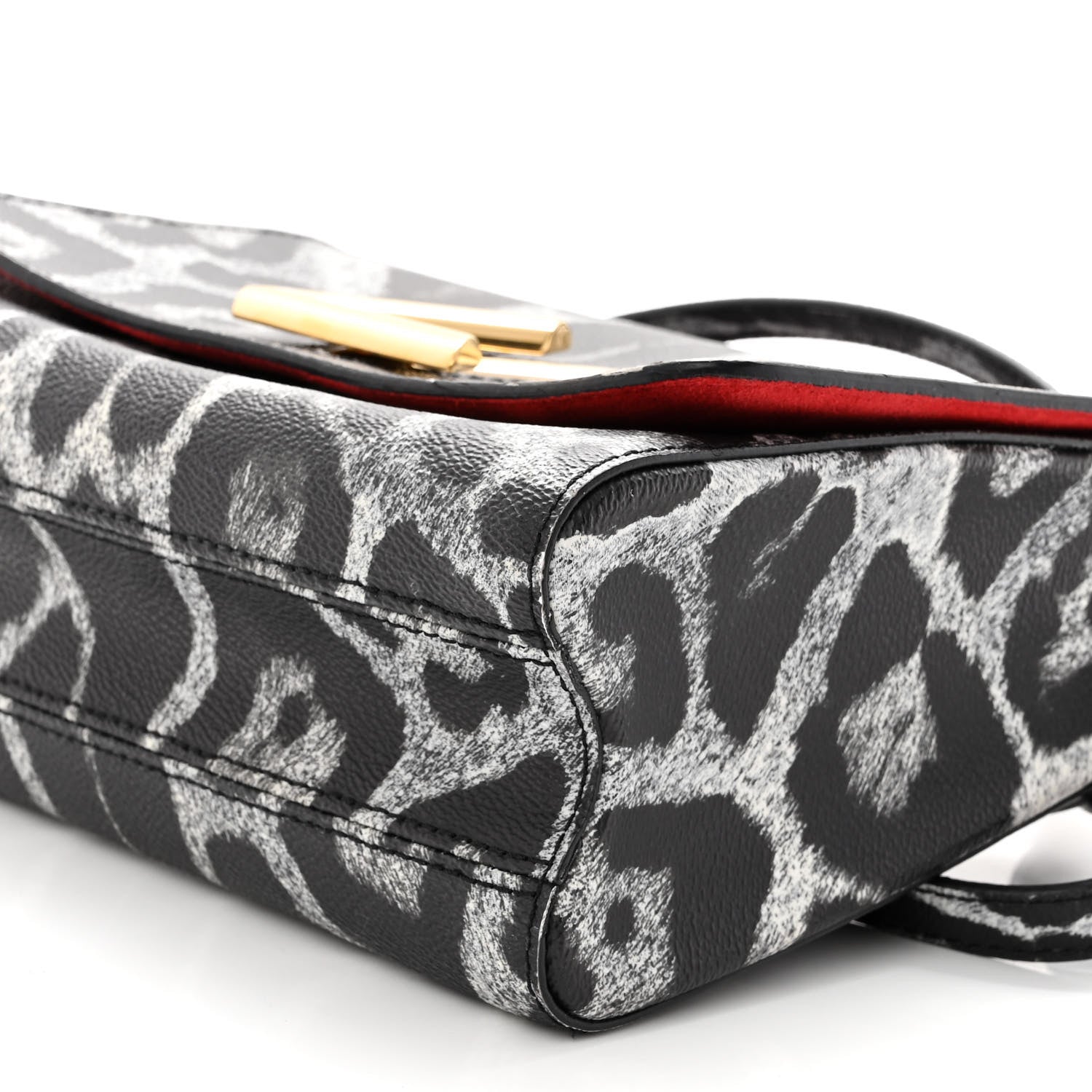 Louis Vuitton Calfskin Wild Animal Print Scarf Handle Twist Shoulder Bag MM 9 of 10