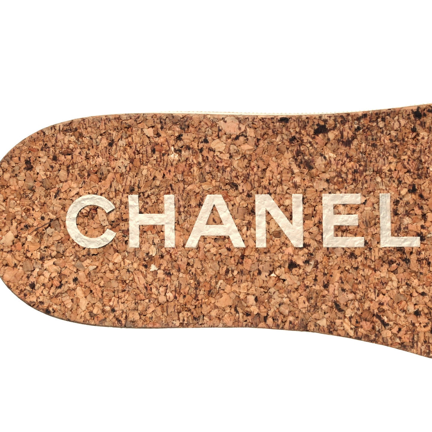 Patent Calfskin Cork CC Platform Slide Sandals 36 Beige