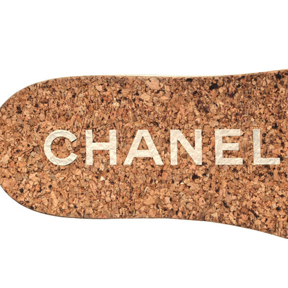 Chanel Patent Calfskin Cork CC Platform Slide Sandals 36 Beige 7 of 8