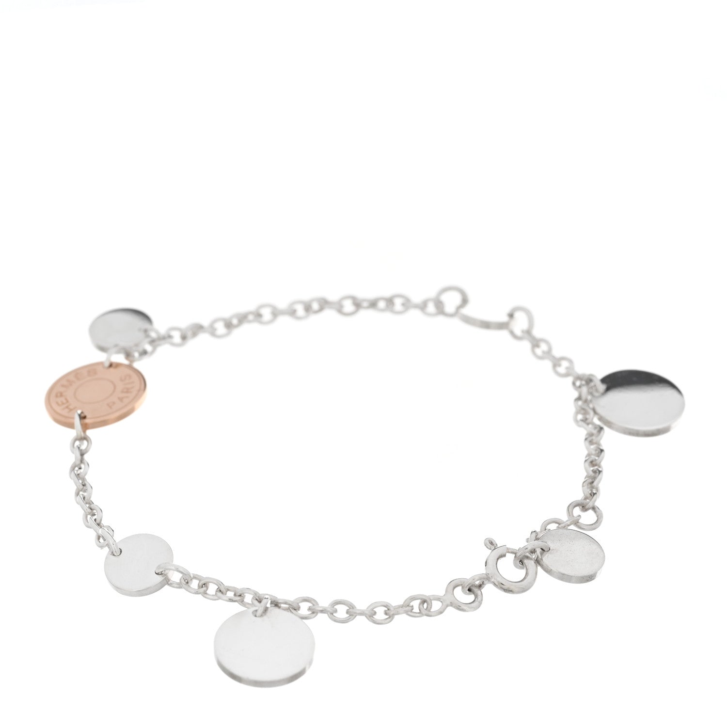Hermes Sterling Silver 18K Rose Gold Confettis Bracelet ST 2 of 4
