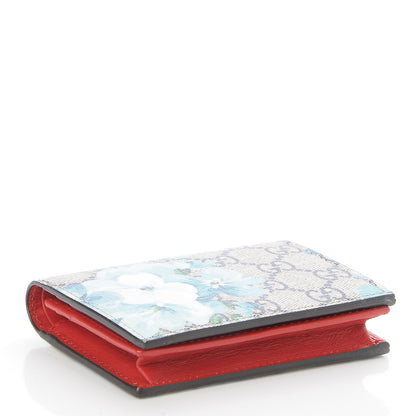Gucci GG Supreme Monogram Blooms Card Case Beige Blue Navy Hibiscus Red 4 of 9