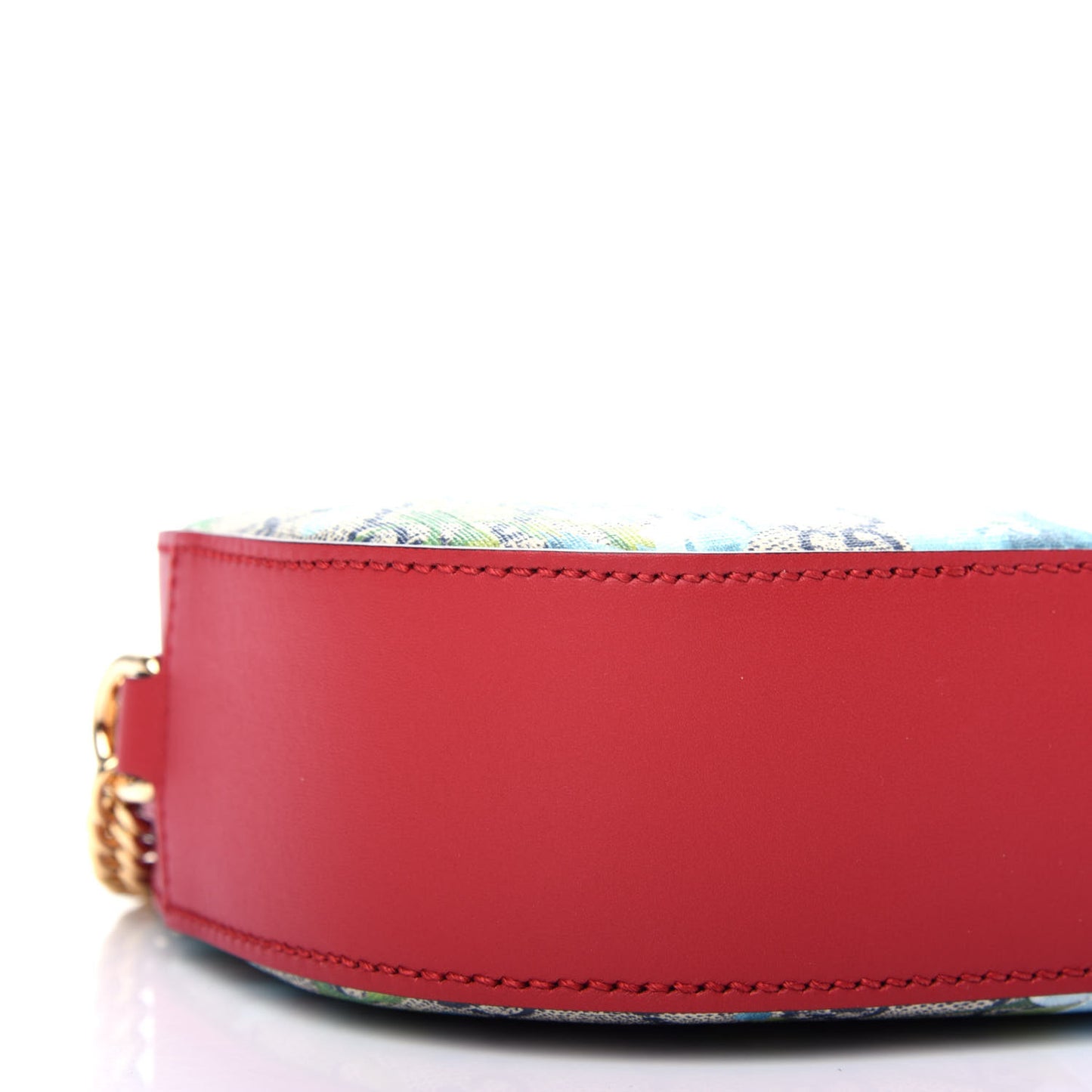 GG Supreme Monogram Blooms Mini Chain Shoulder Bag Beige Blue Navy Hibiscus Red