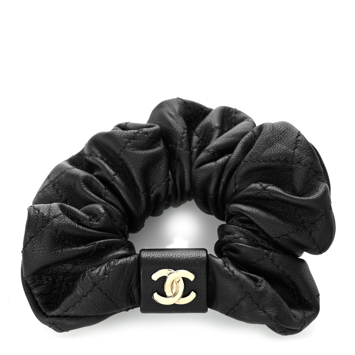 Chanel Lambskin Quilted CC Hair Scrunchie Black 1 of 5