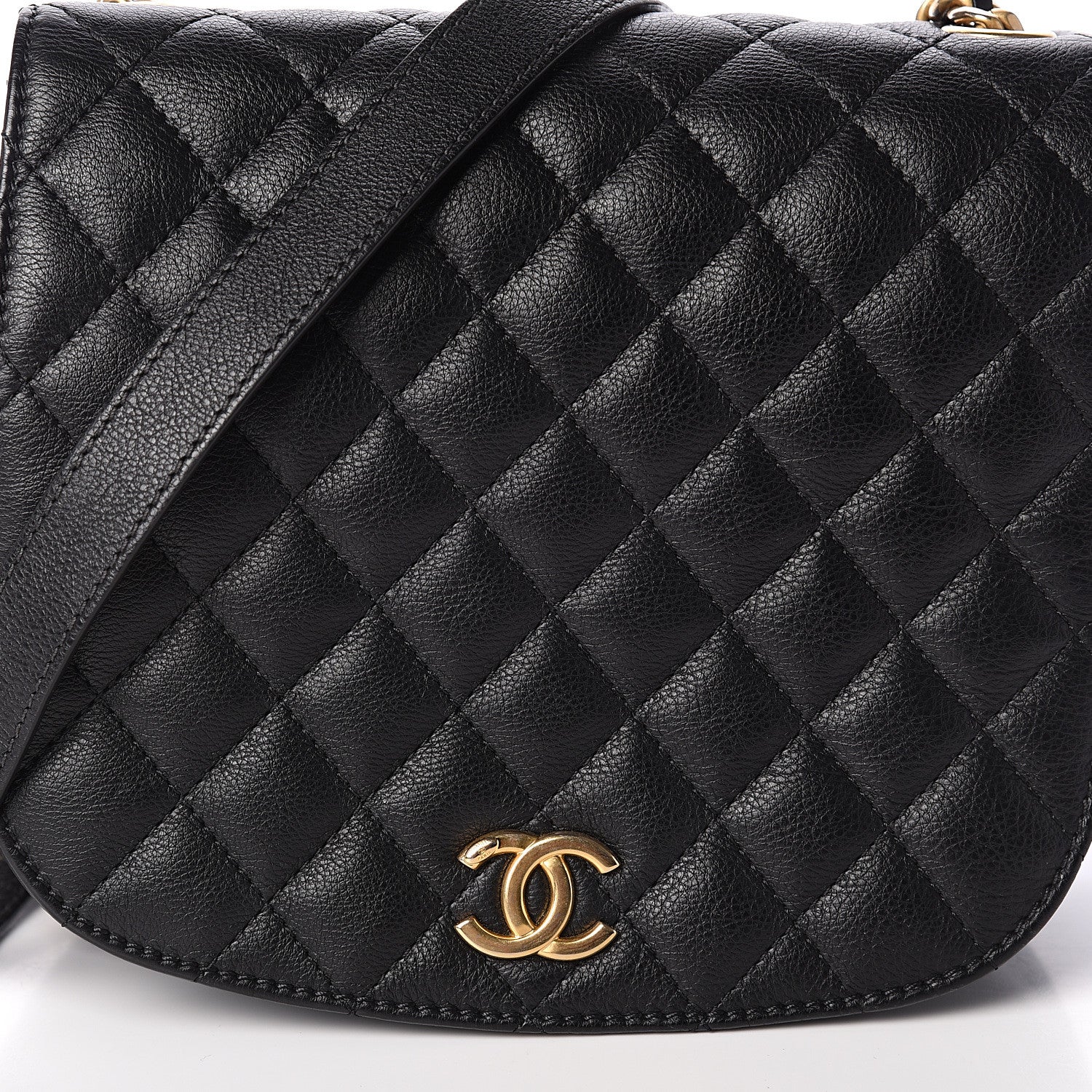 Chanel Grained Calfskin Quilted Messenger Flap Black 7 of 9