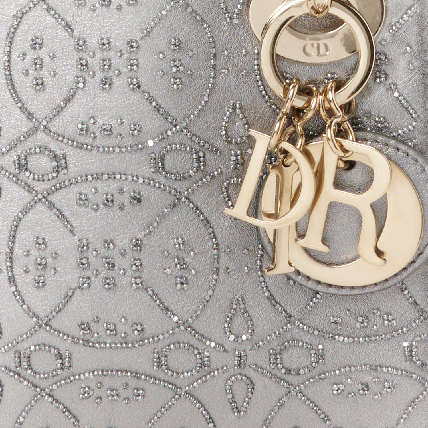 Christian Dior Metallic Lambskin Beaded Embroidered Mini Lady Dior Silver 8 of 11