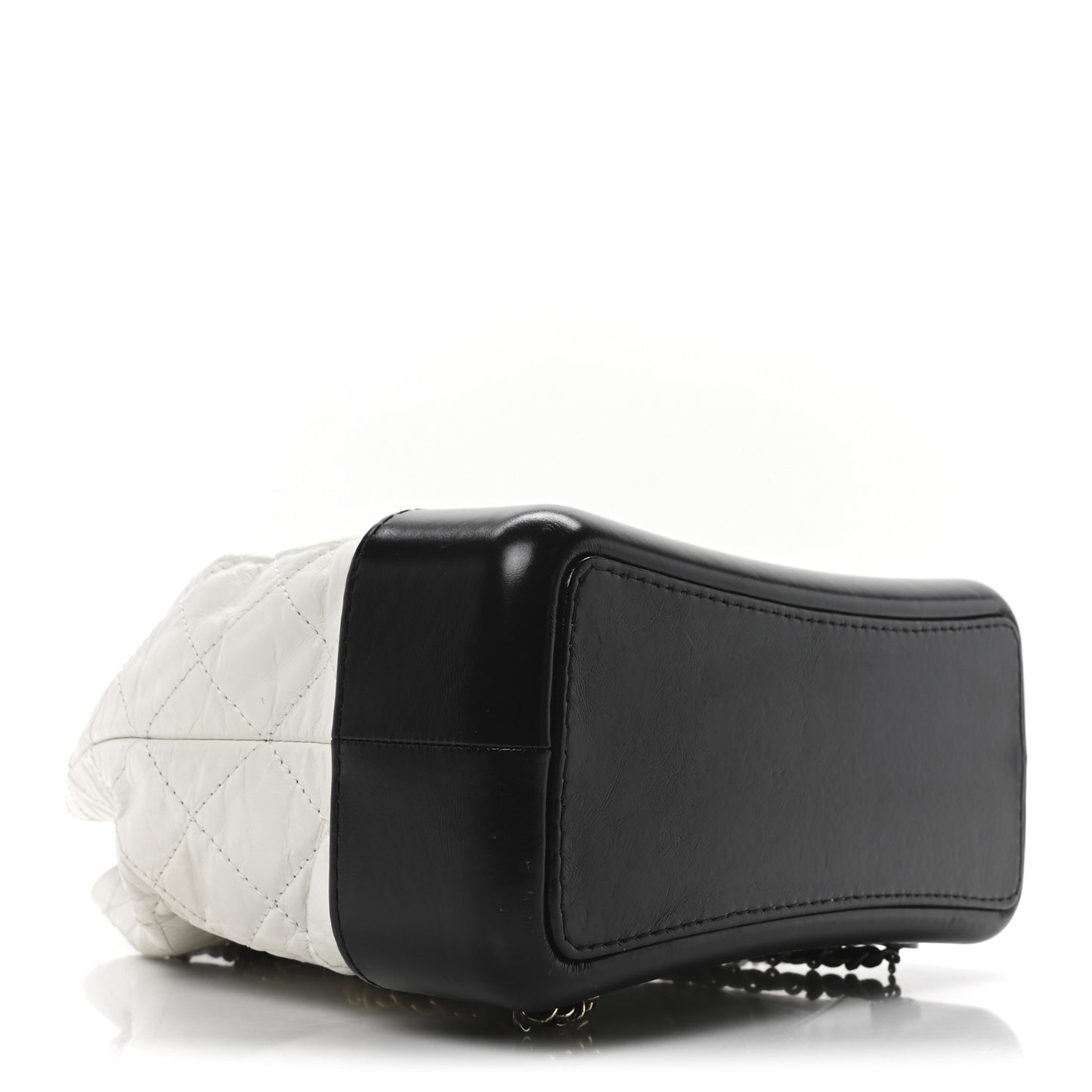 Aged Calfskin Quilted Gabrielle Backpack Black White