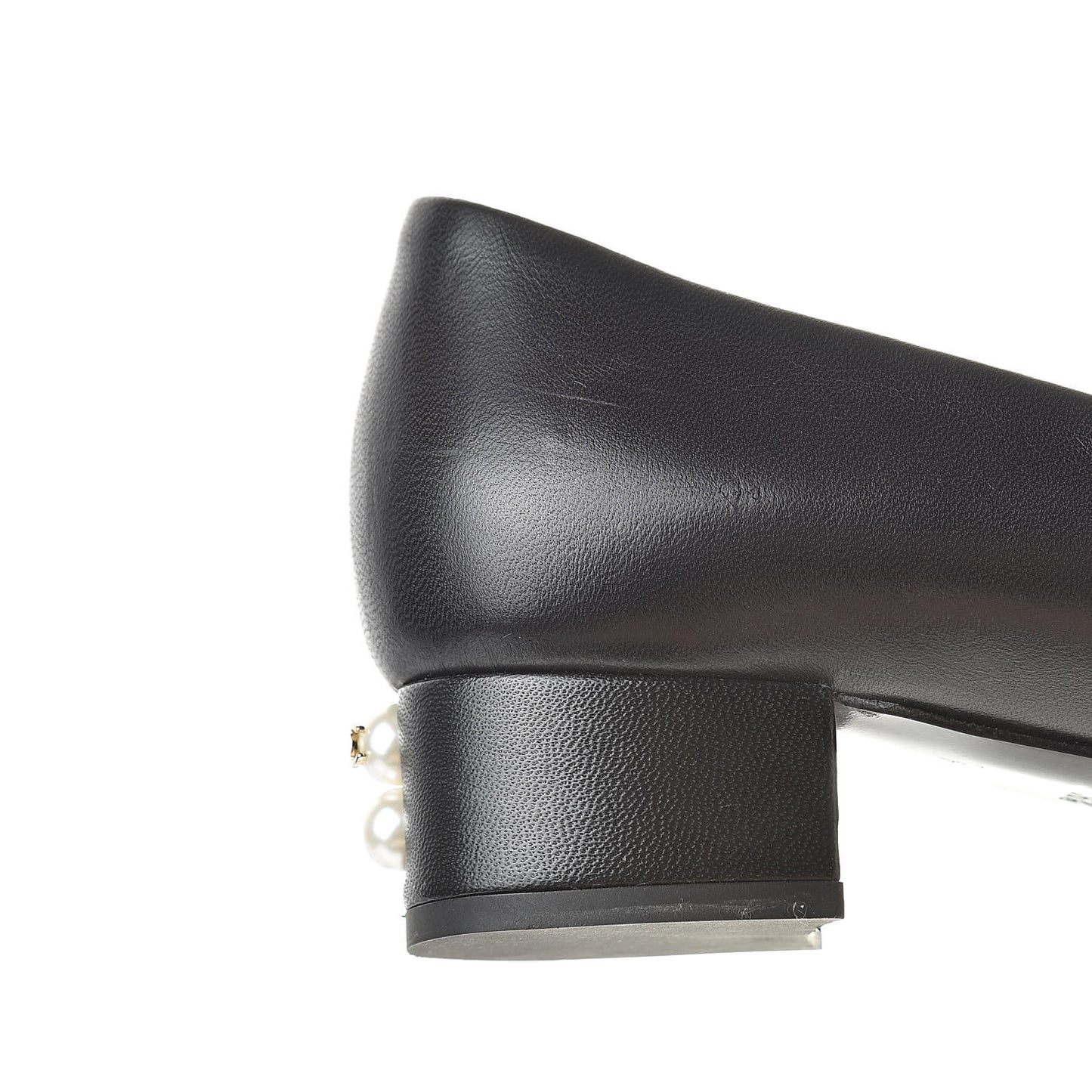 Lambskin Pearl CC Cap Toe Pump 36.5 Black
