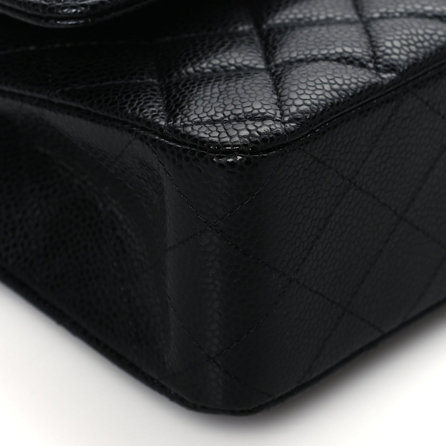 Caviar Quilted Medium Double Flap Black