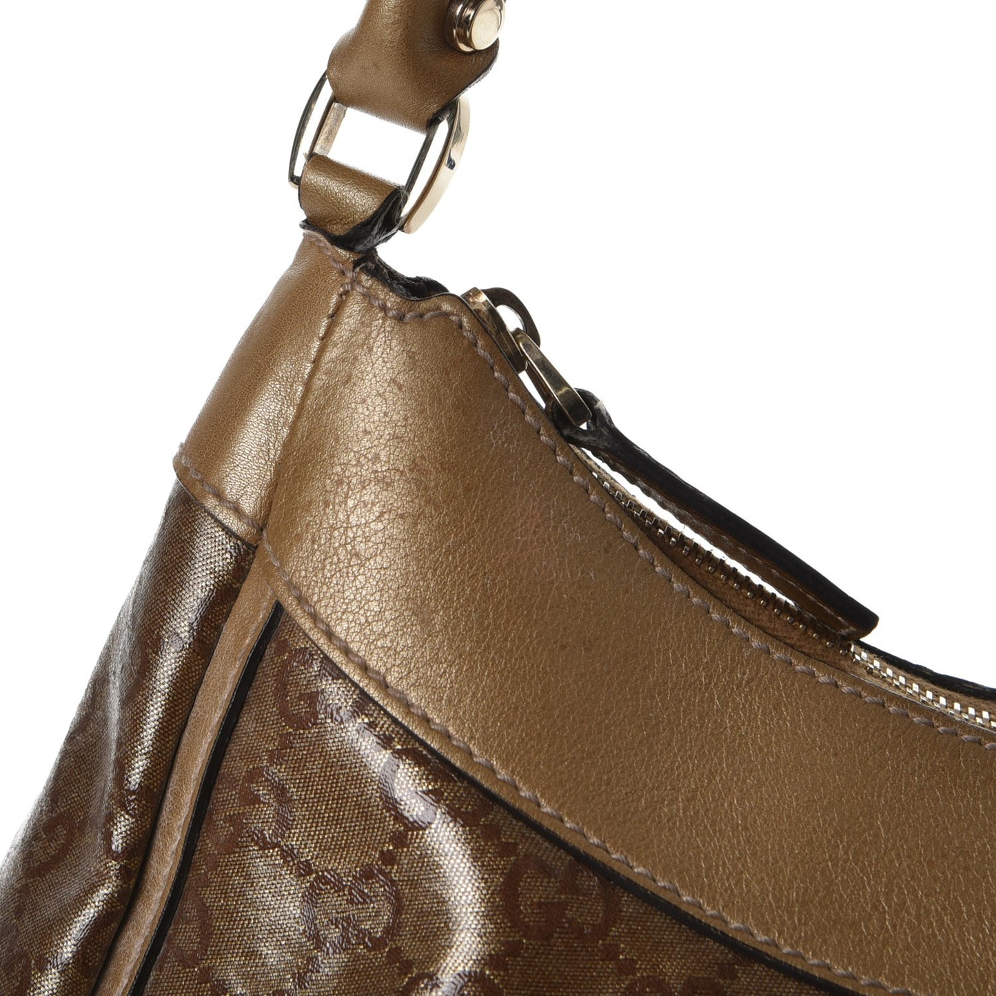 Crystal Monogram Large D Gold Hobo Gold