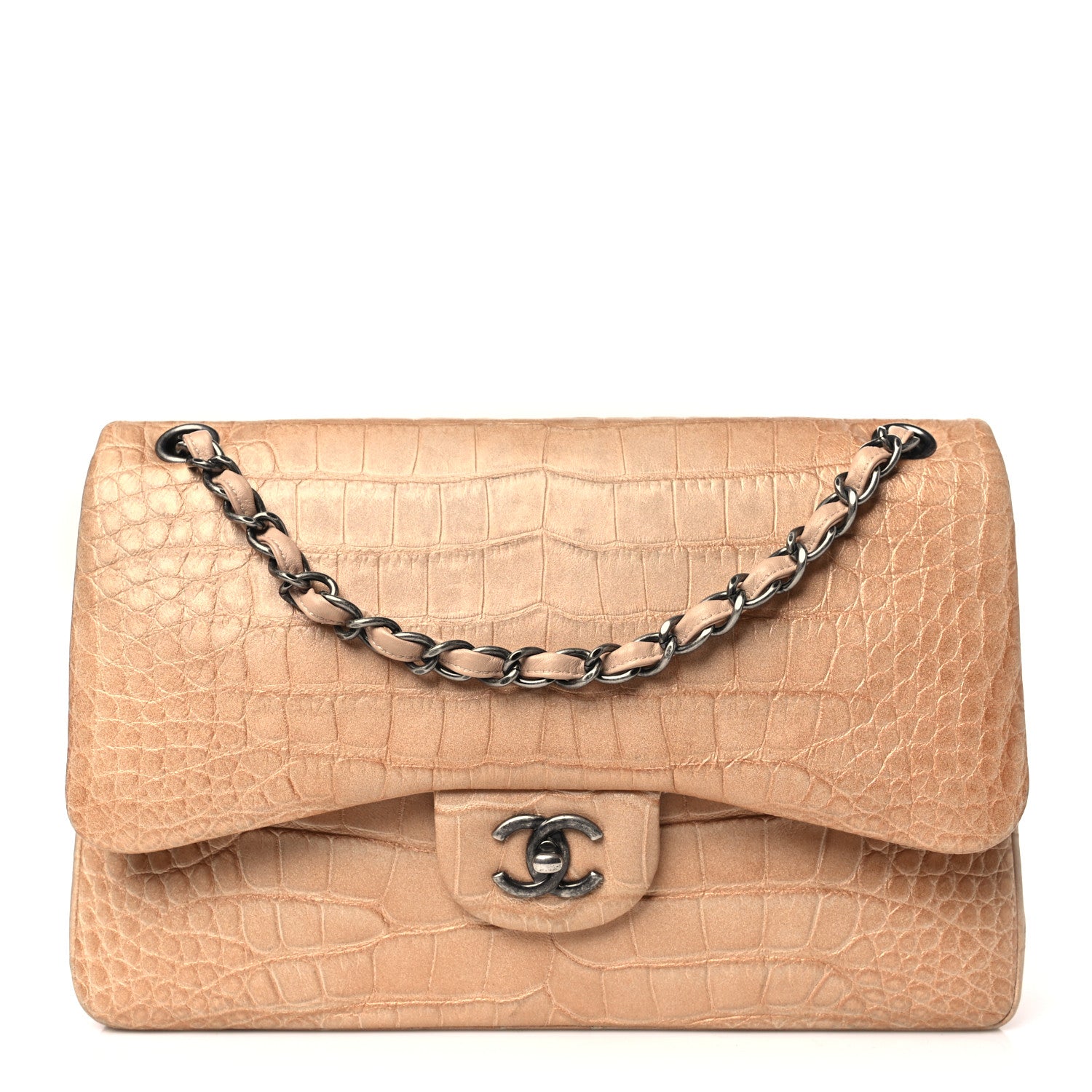 Chanel Iridescent Alligator Jumbo Double Flap Beige 1 of 10