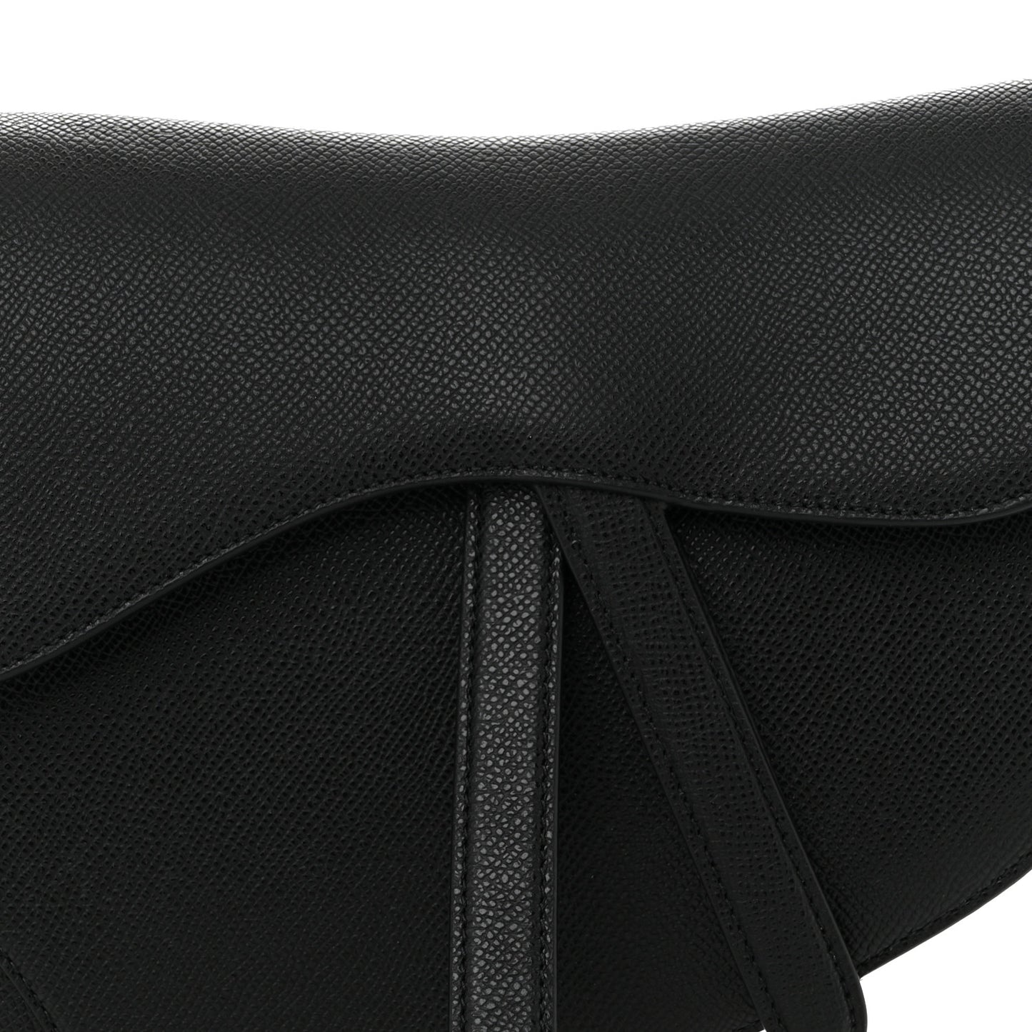 Grained Calfskin Saddle Bag Black