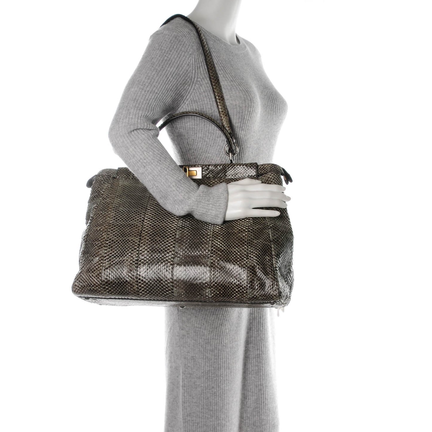 Python Large Peekaboo Iconic Satchel Natural