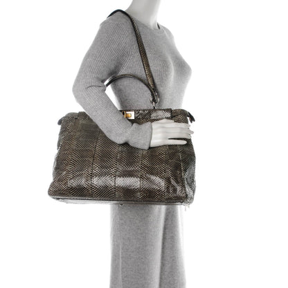Fendi Python Large Peekaboo Iconic Satchel Natural 2 of 8