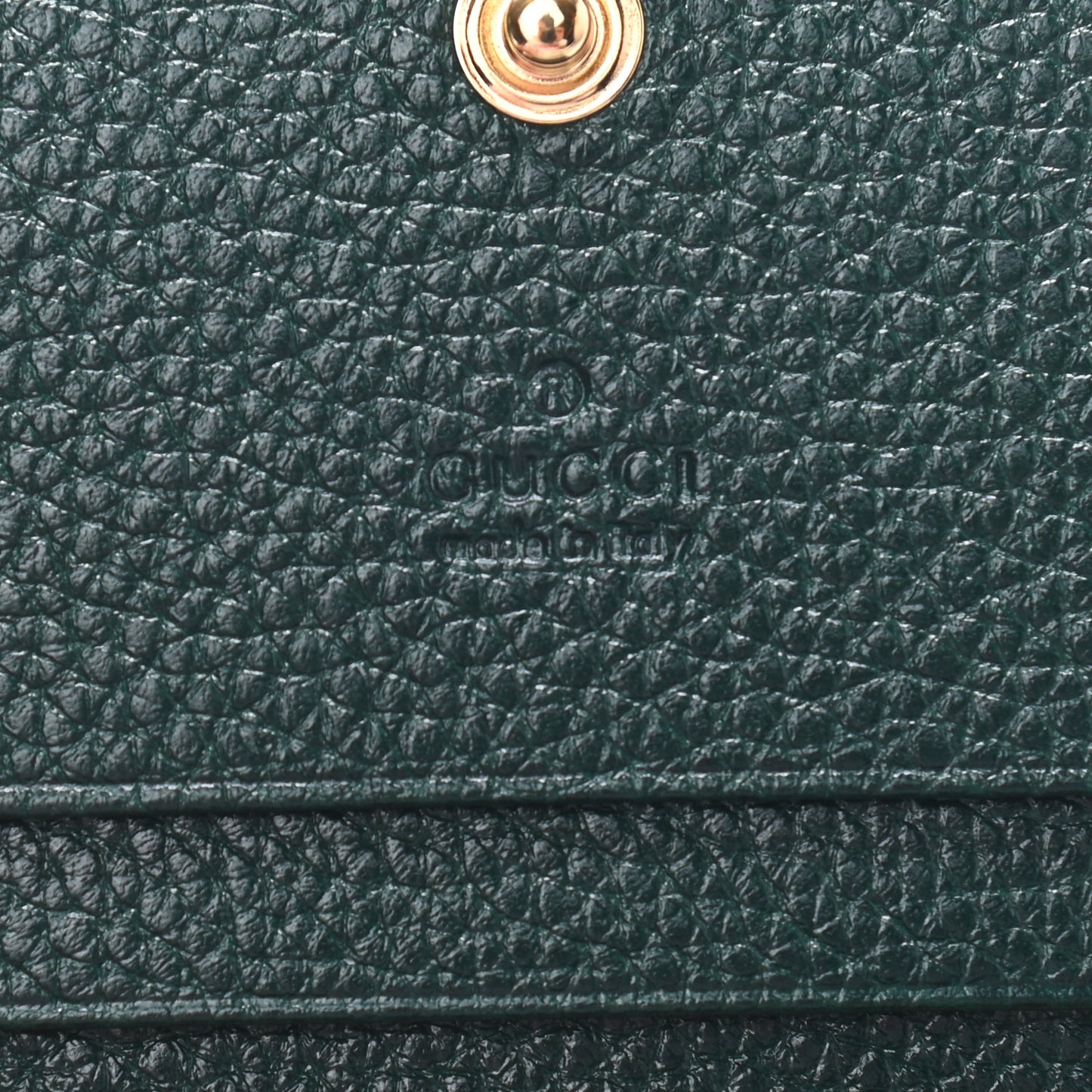 Grainy Calfskin Zumi Chain Card Case Wallet Vintage Green