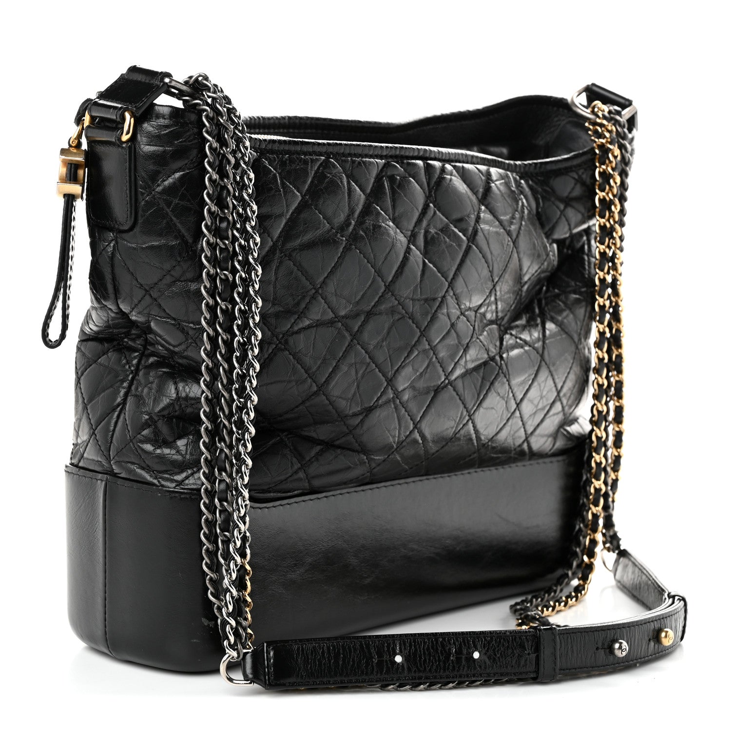 Chanel Aged Calfskin Quilted Large Gabrielle Hobo Black 3 of 12