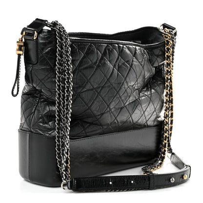 Chanel Aged Calfskin Quilted Large Gabrielle Hobo Black 3 of 12