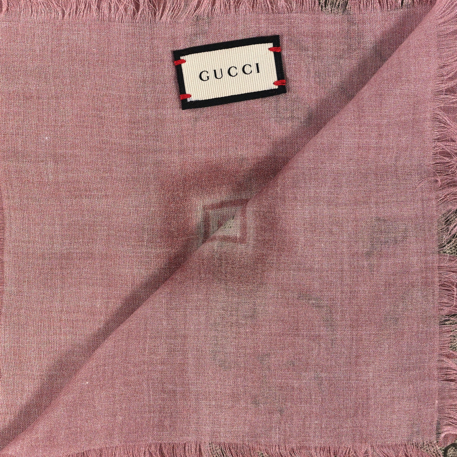 Gucci Modal Silk GG Monogram Big Arabesque Shawl Beige Pink 2 of 3