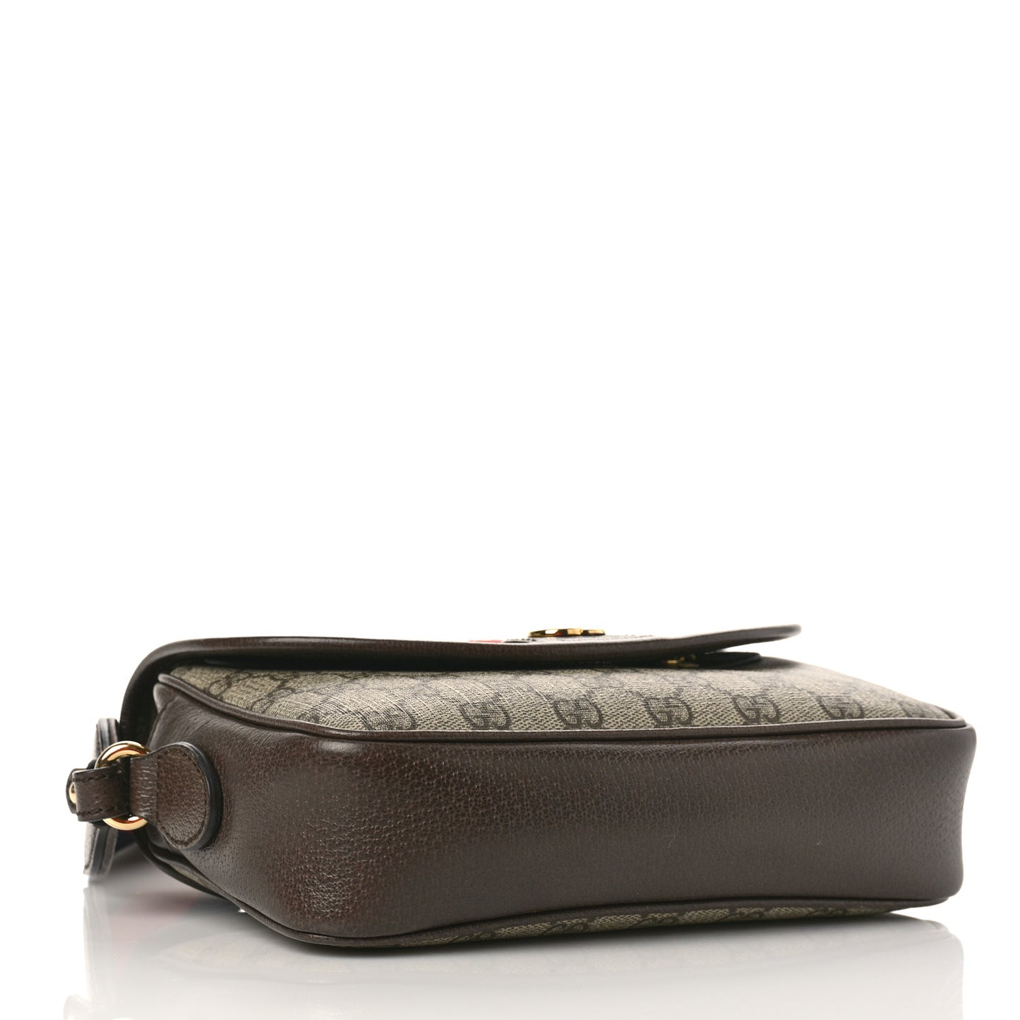 GG Supreme Monogram Textured Dollar Calfskin Web Studded Mini Ophidia Flap Shoulder Bag Beige Ebony New Acero