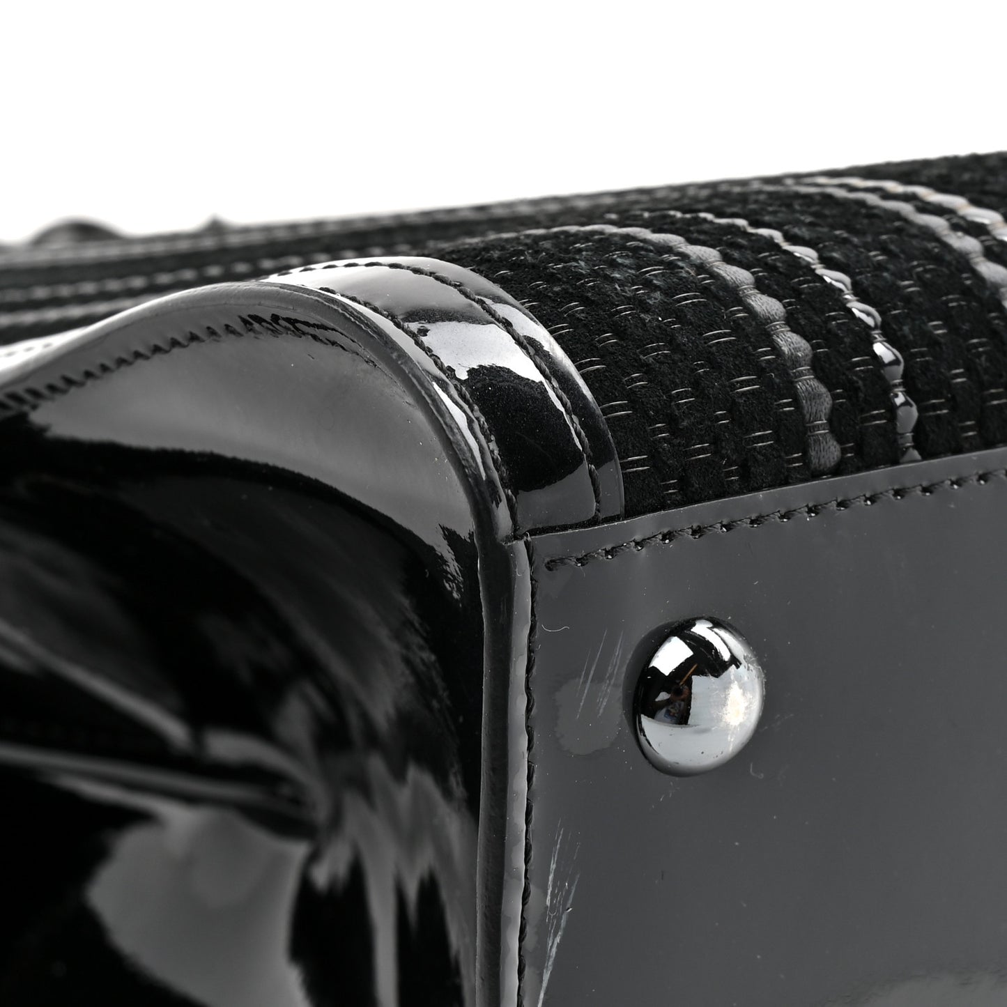 Canvas Patent Calfskin MM Brillant Satchel Black