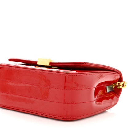Saint Laurent Patent Matelasse Monogram Small Vicky Chain Bag Red 10 of 10