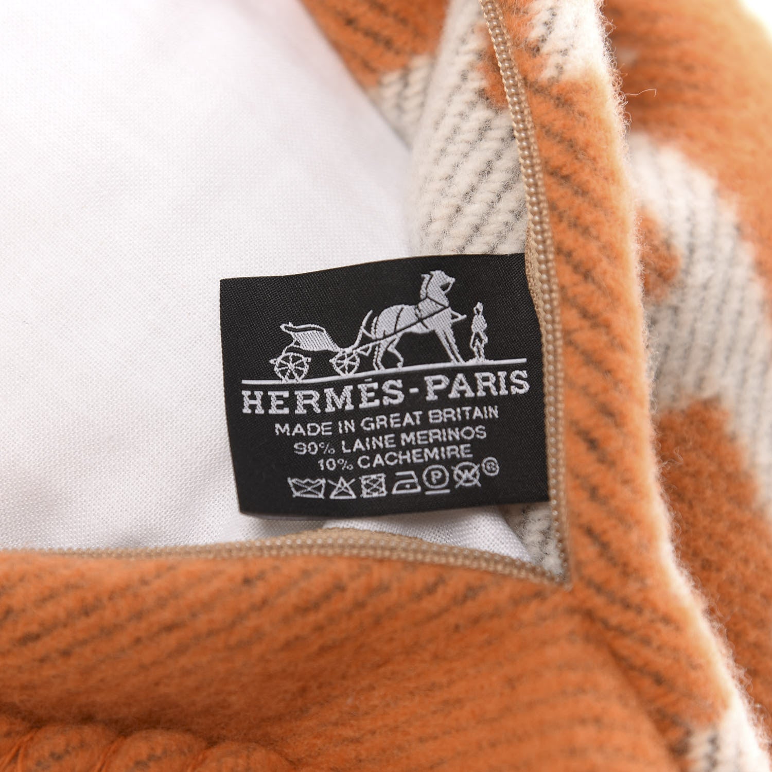Hermes Wool Cashmere Avalon Pillow PM Ecru Potiron 3 of 3