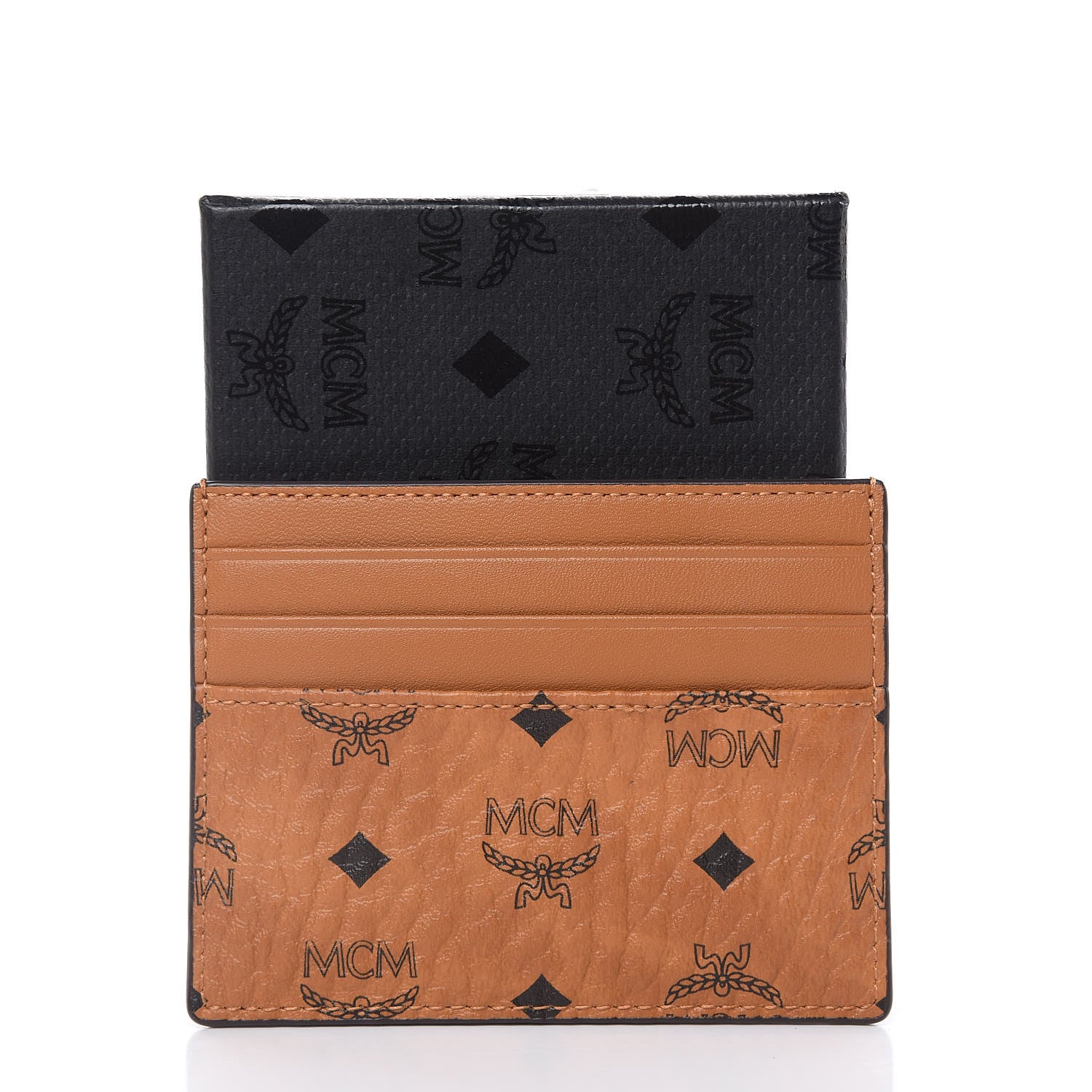 MCM Visetos Money Clip Card Case Cognac 7 of 7
